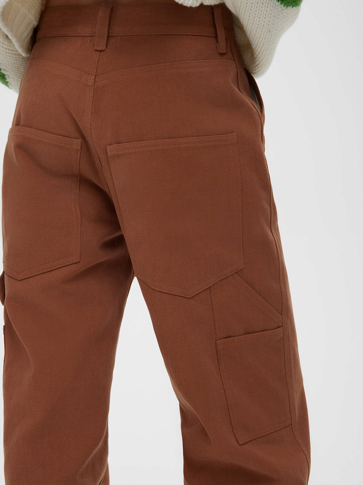 Брюки свободного кроя с боковыми карманами, терракот