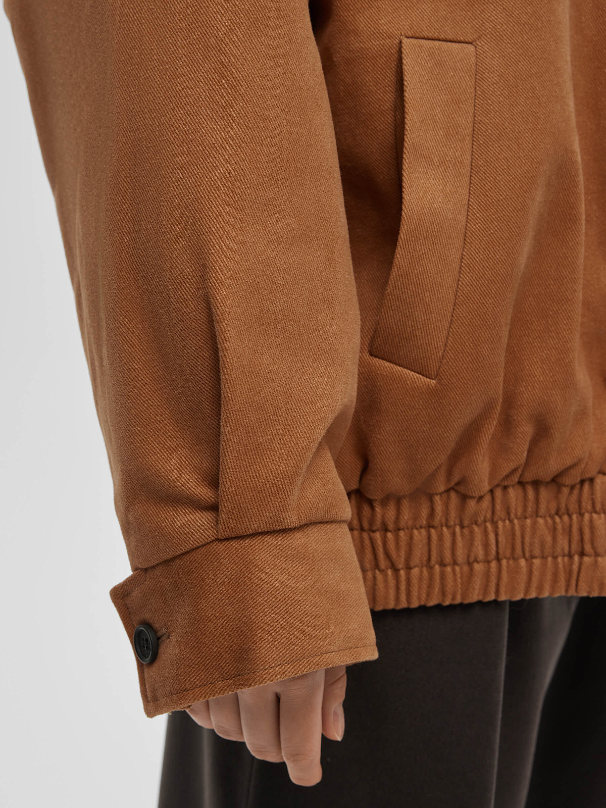 Бомбер утепленный из денима с вышивкой 0207, терракотовый