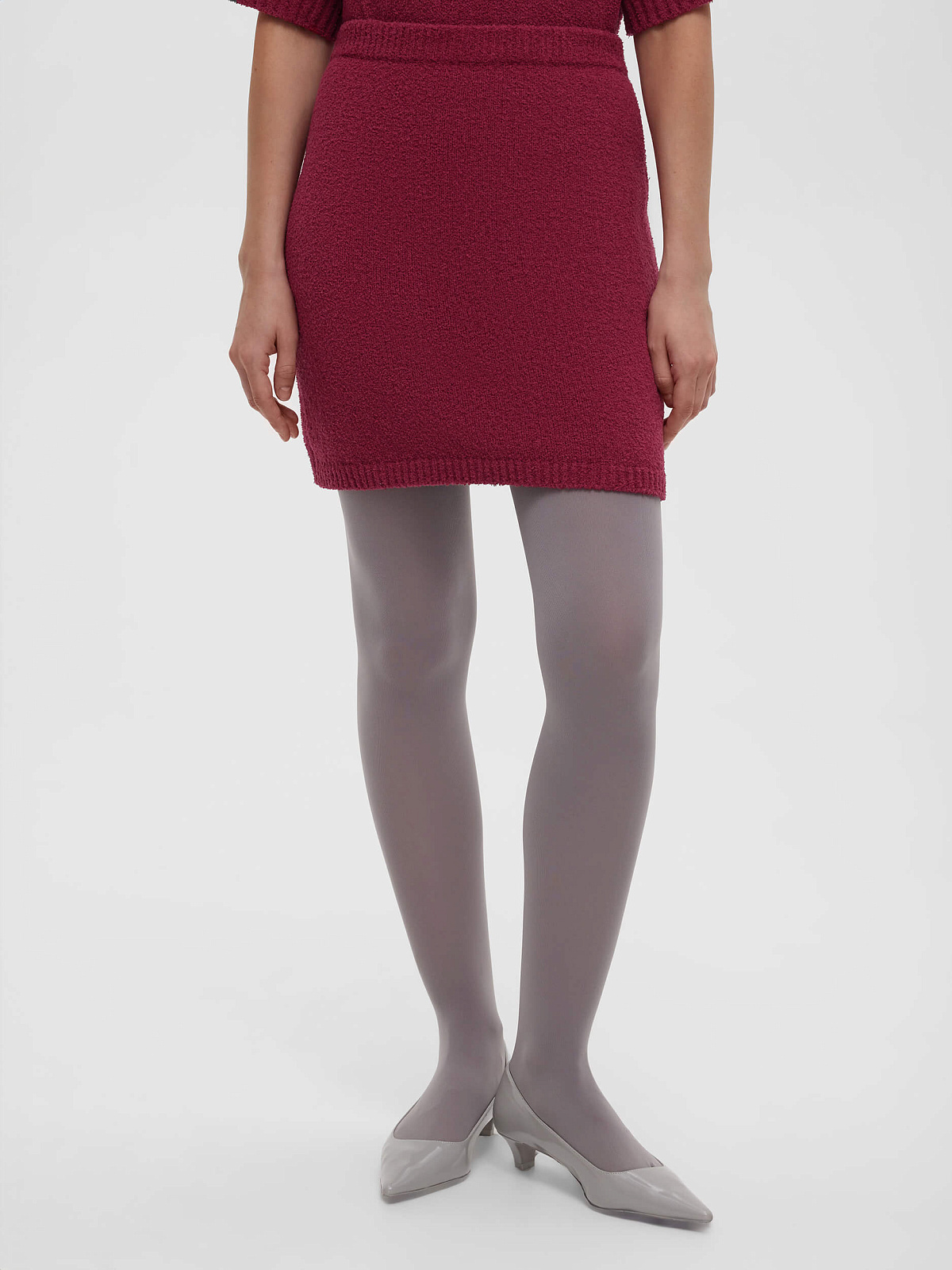 Юбка-мини из хлопка букле, бордовый