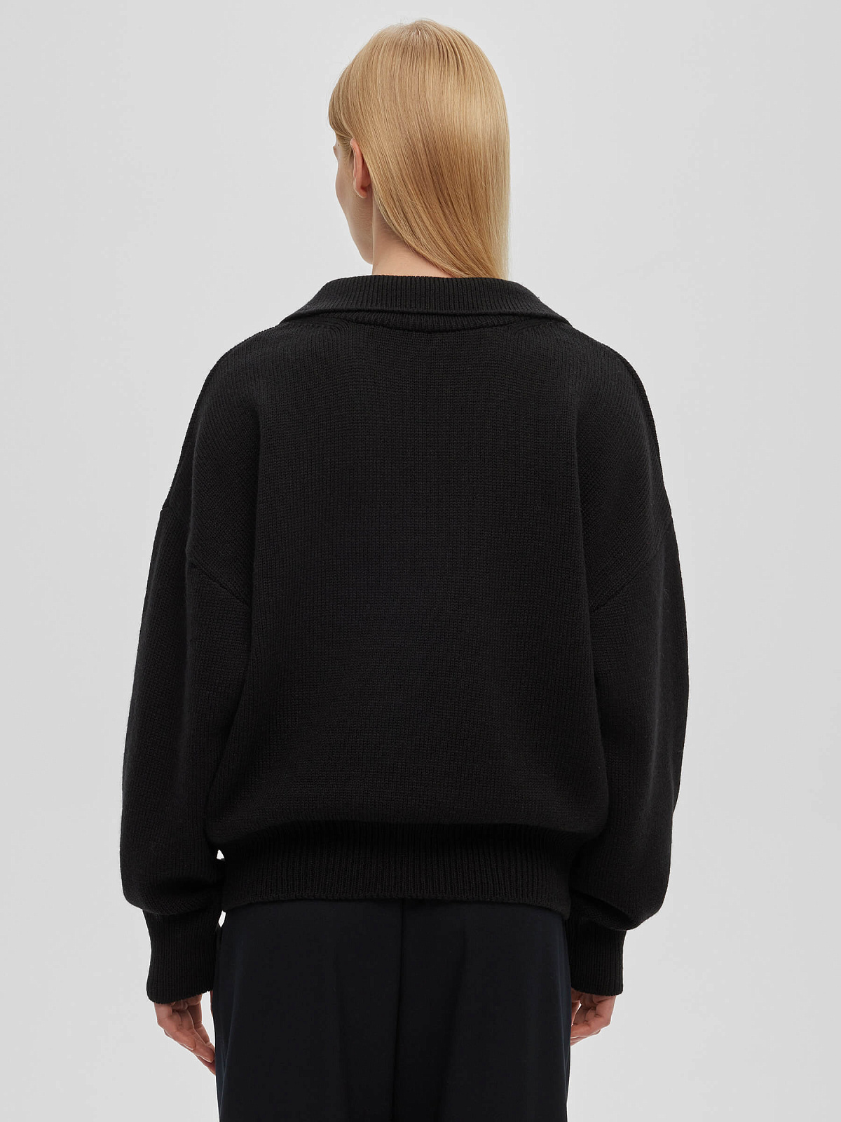 Джемпер-поло свободного кроя, черный