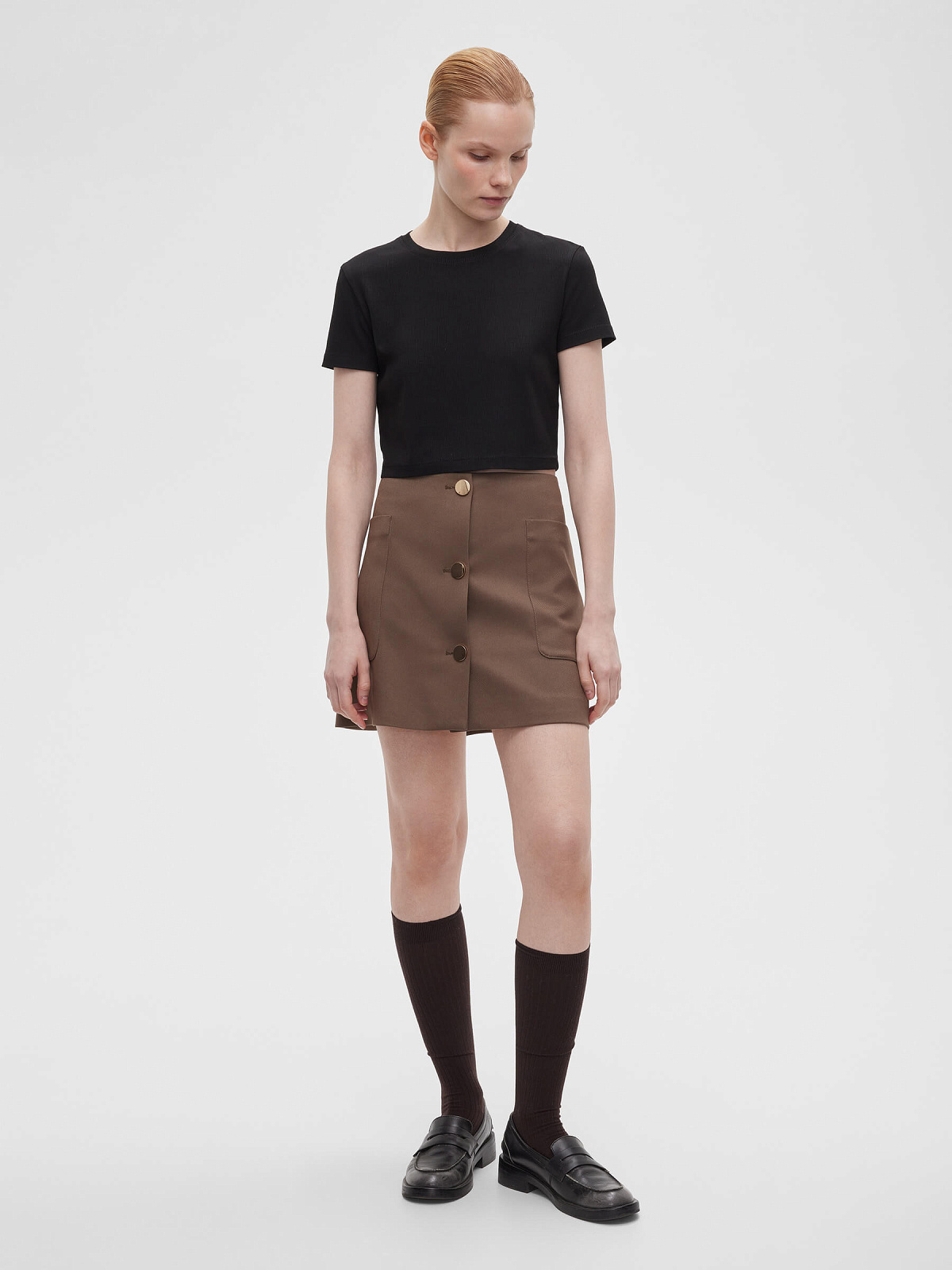 Футболка укороченная 0096, черный