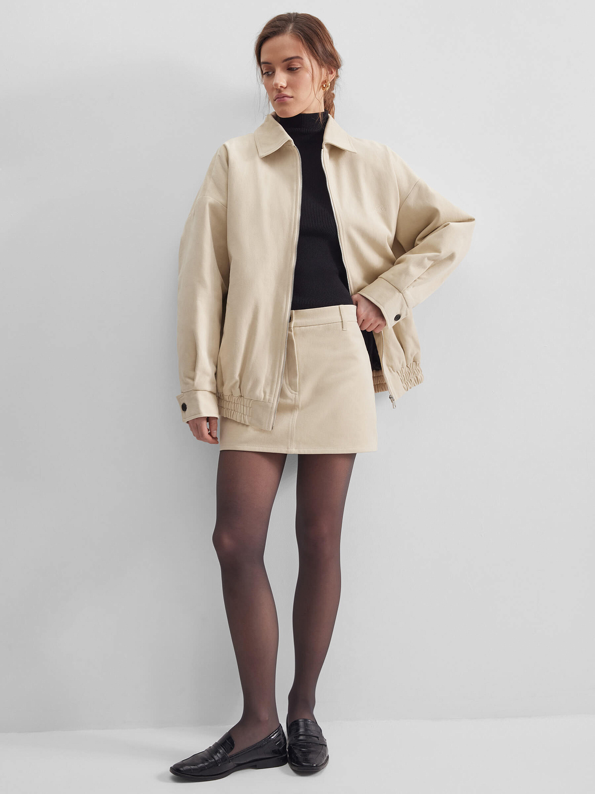 Юбка мини из денима 0218, молочный