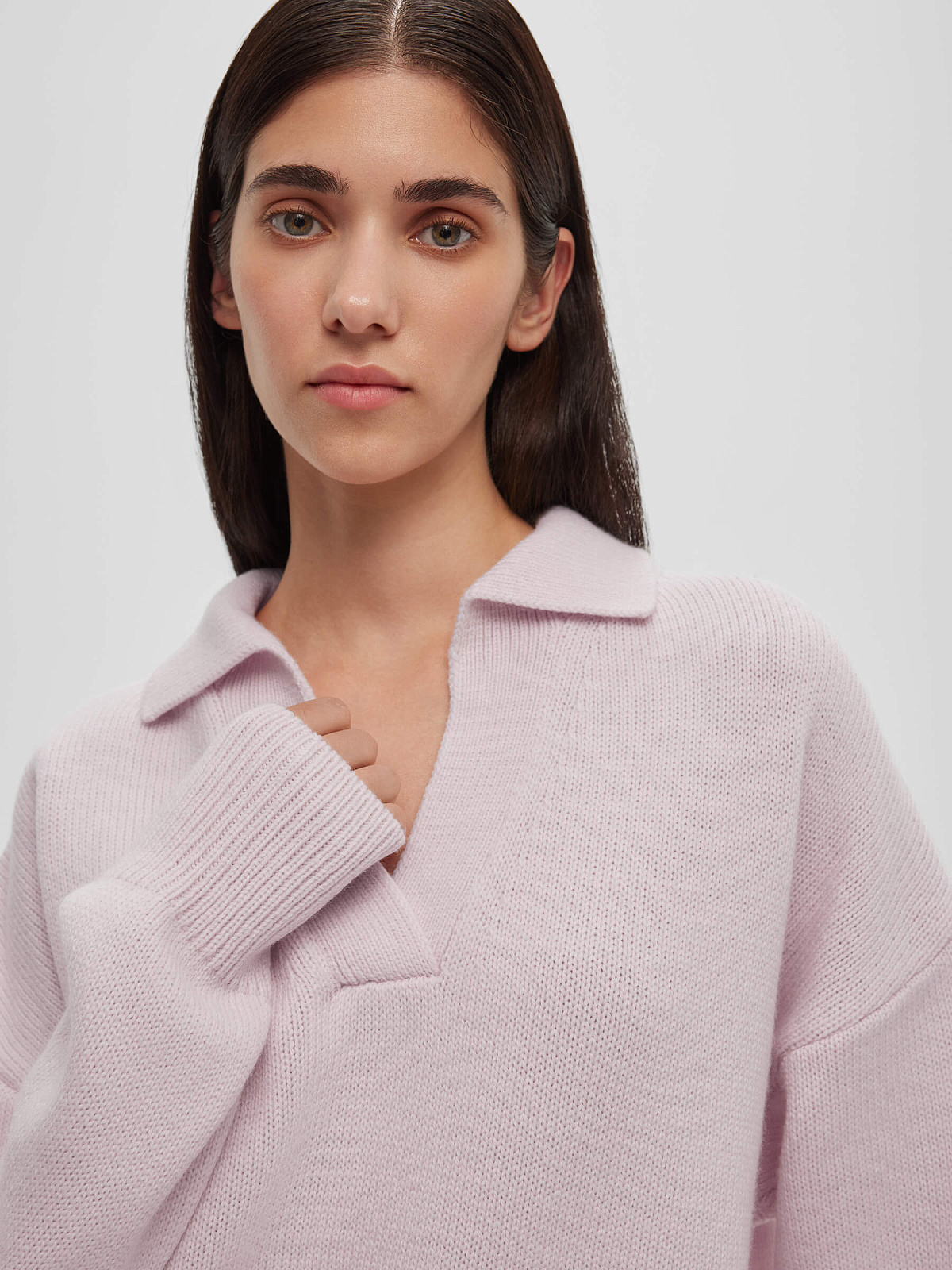 Джемпер-поло свободного кроя, розовый