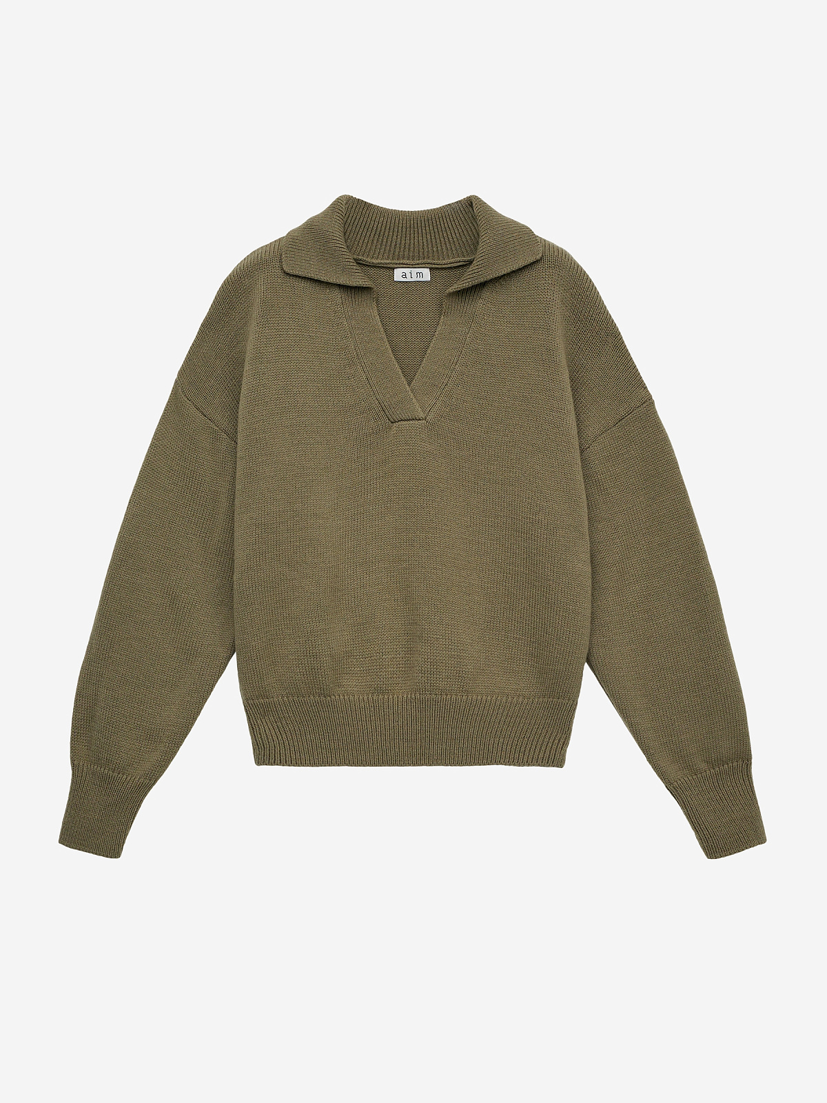 Джемпер-поло свободного кроя, светлый хаки