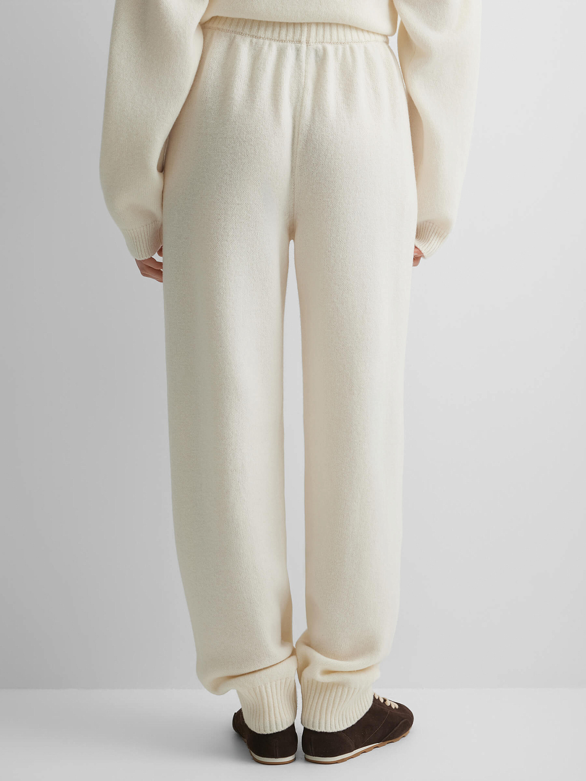 Брюки вязаные джоггеры из 100% мериноса, молочный