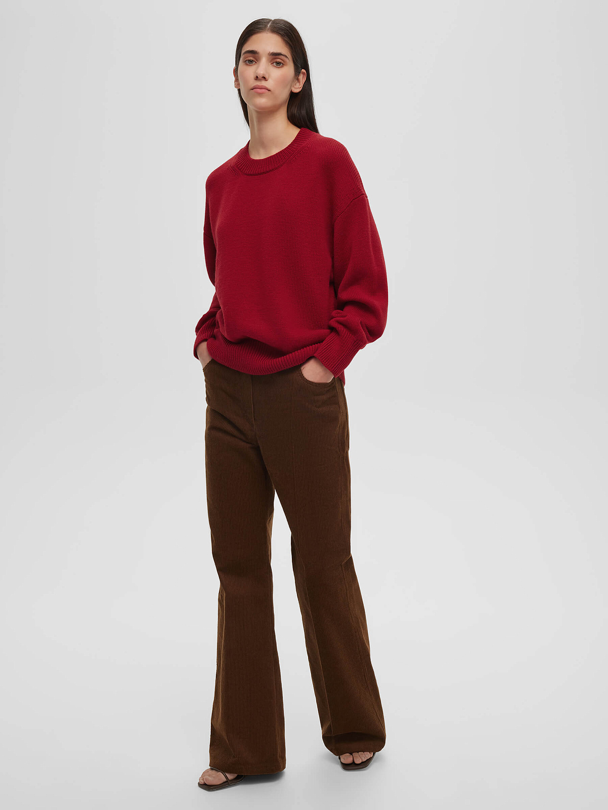 Джемпер свободного кроя, бордовый