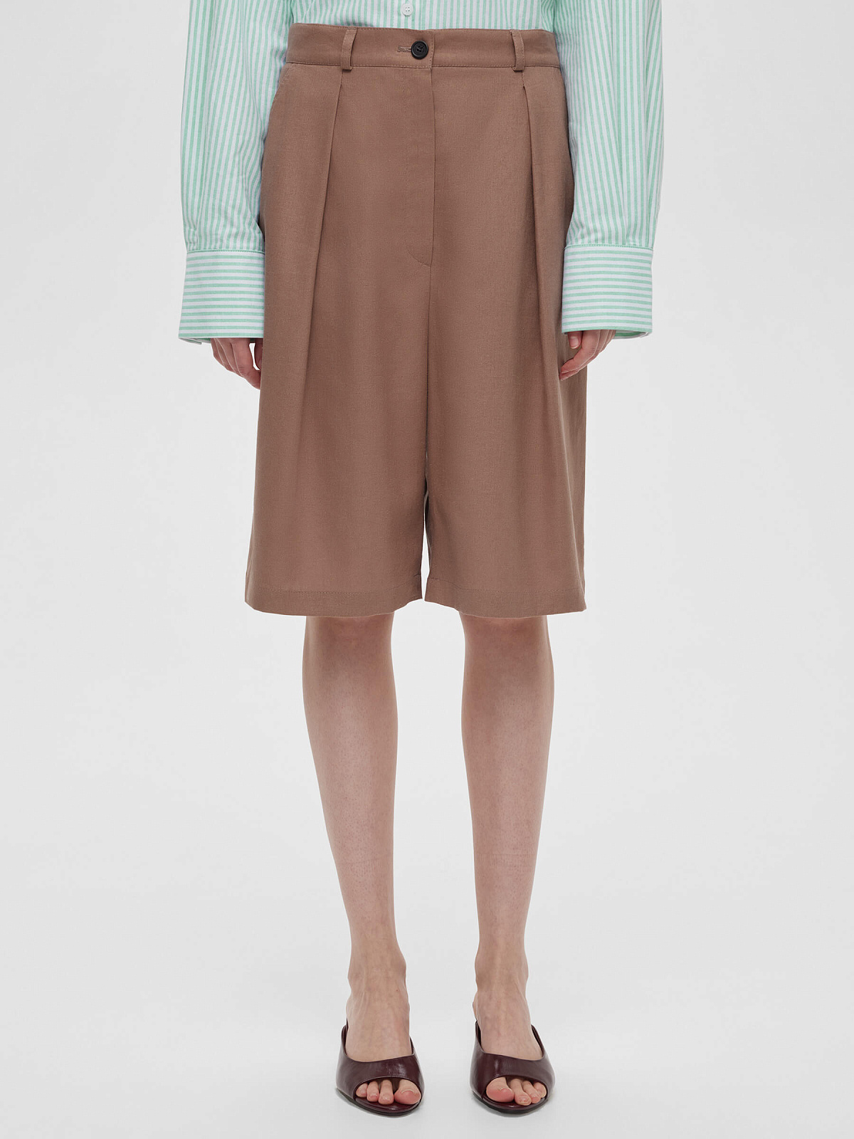 Шорты-бермуды из льна 0196, светло-коричневый