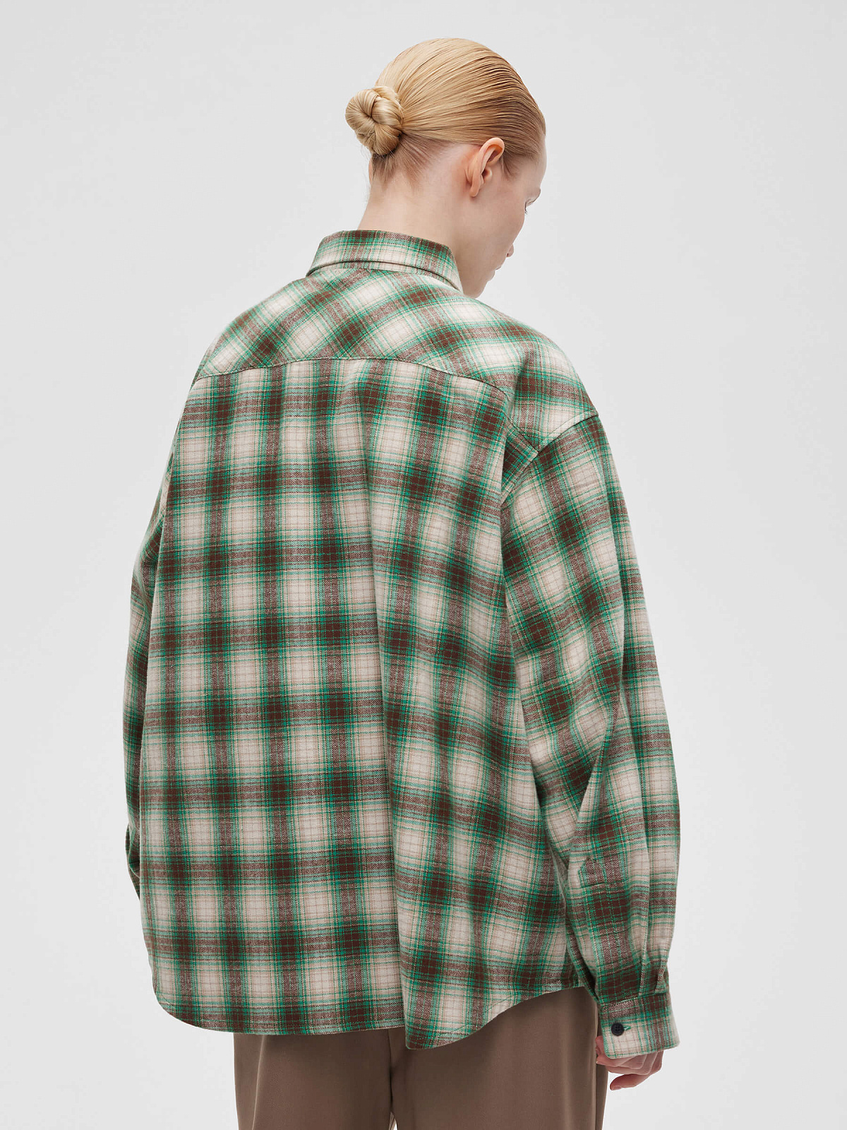 Рубашка фланелевая в клетку 0094, зеленый