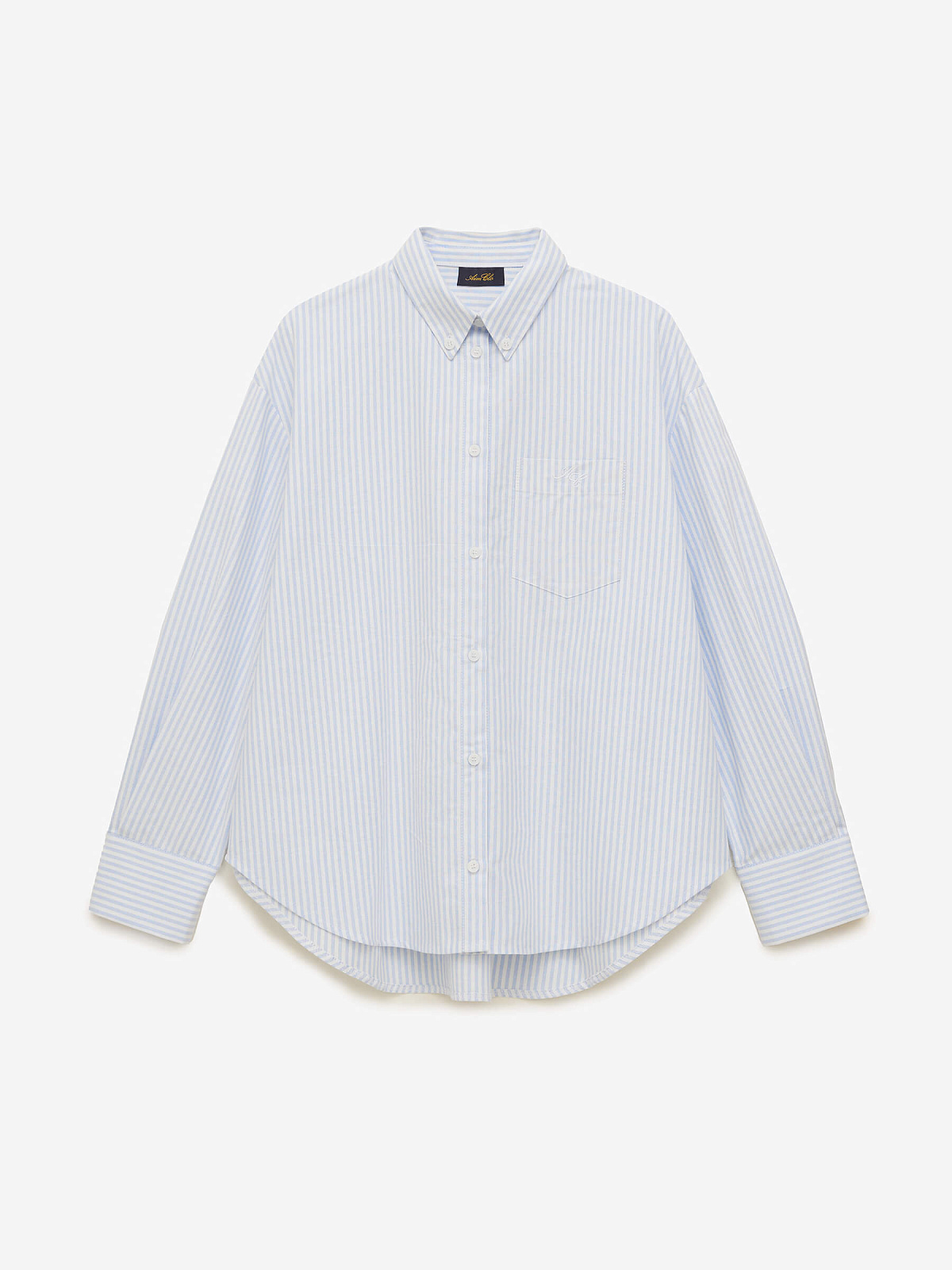 Рубашка свободного кроя с защипами 0122, голубой