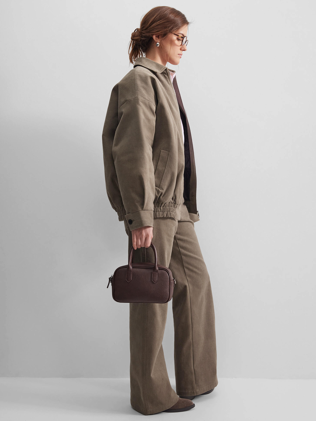 Брюки клеш из денима 0219, хаки