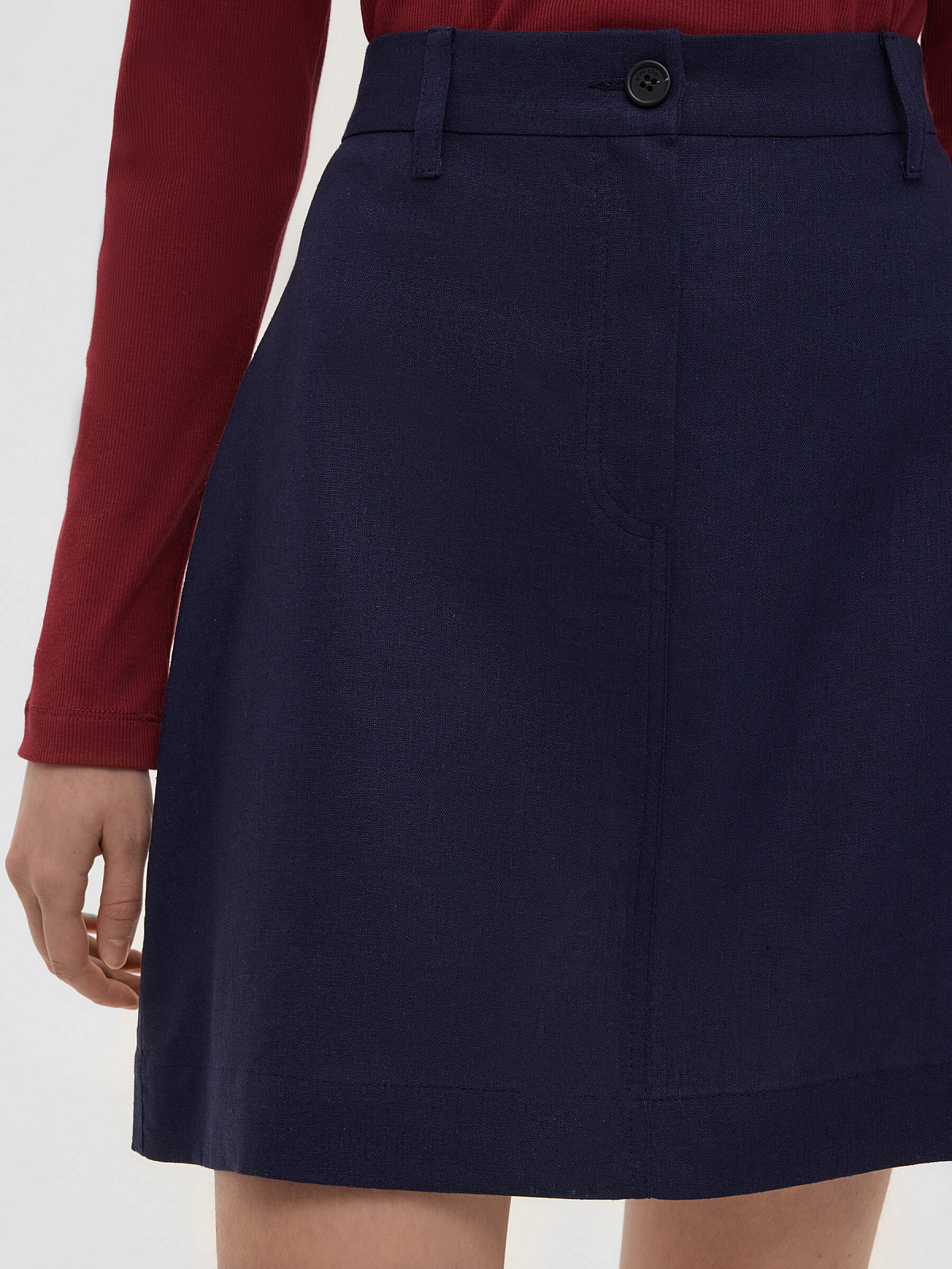 Юбка мини из льняной ткани 0205, синий