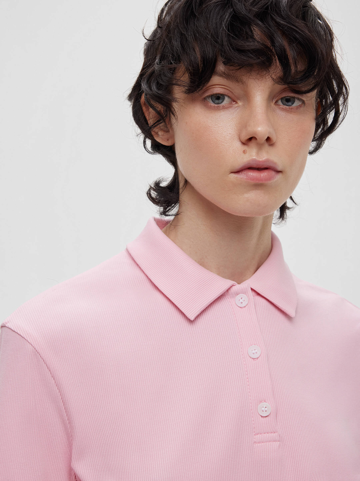 Джемпер поло из трикотажа 0204, светло-розовый