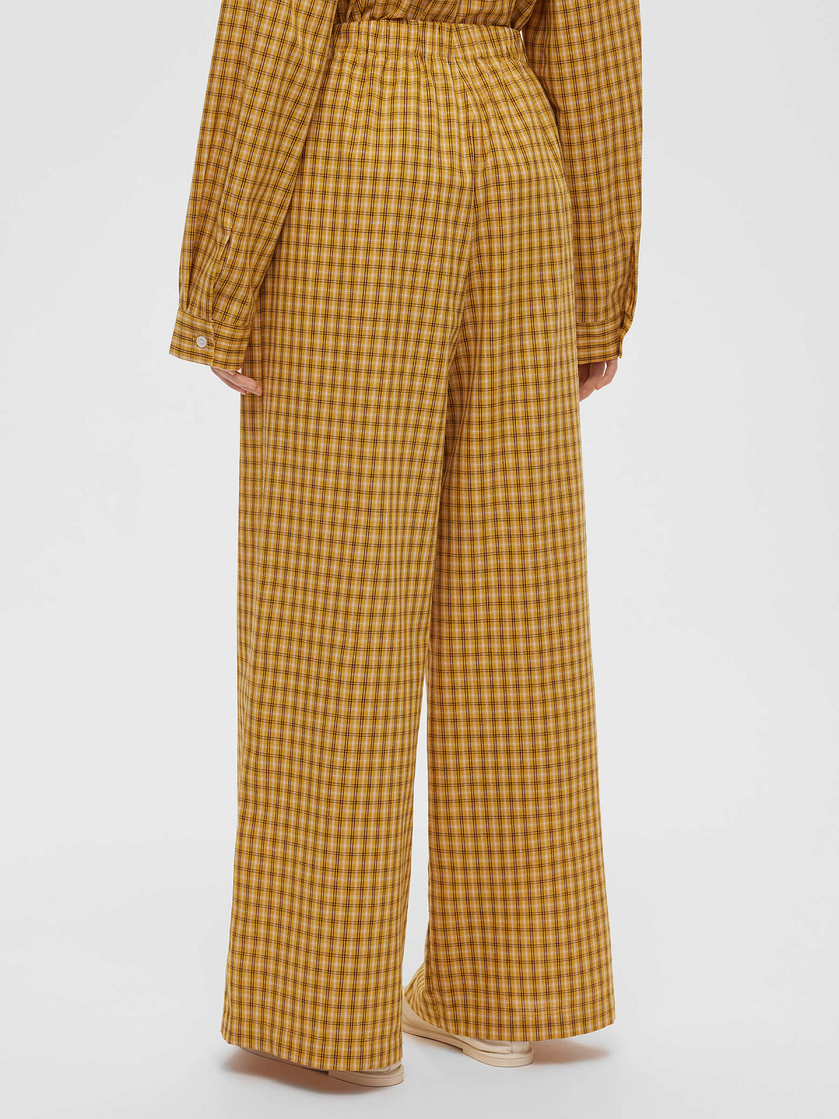 Брюки клеш из хлопка в клетку 0182, желтый