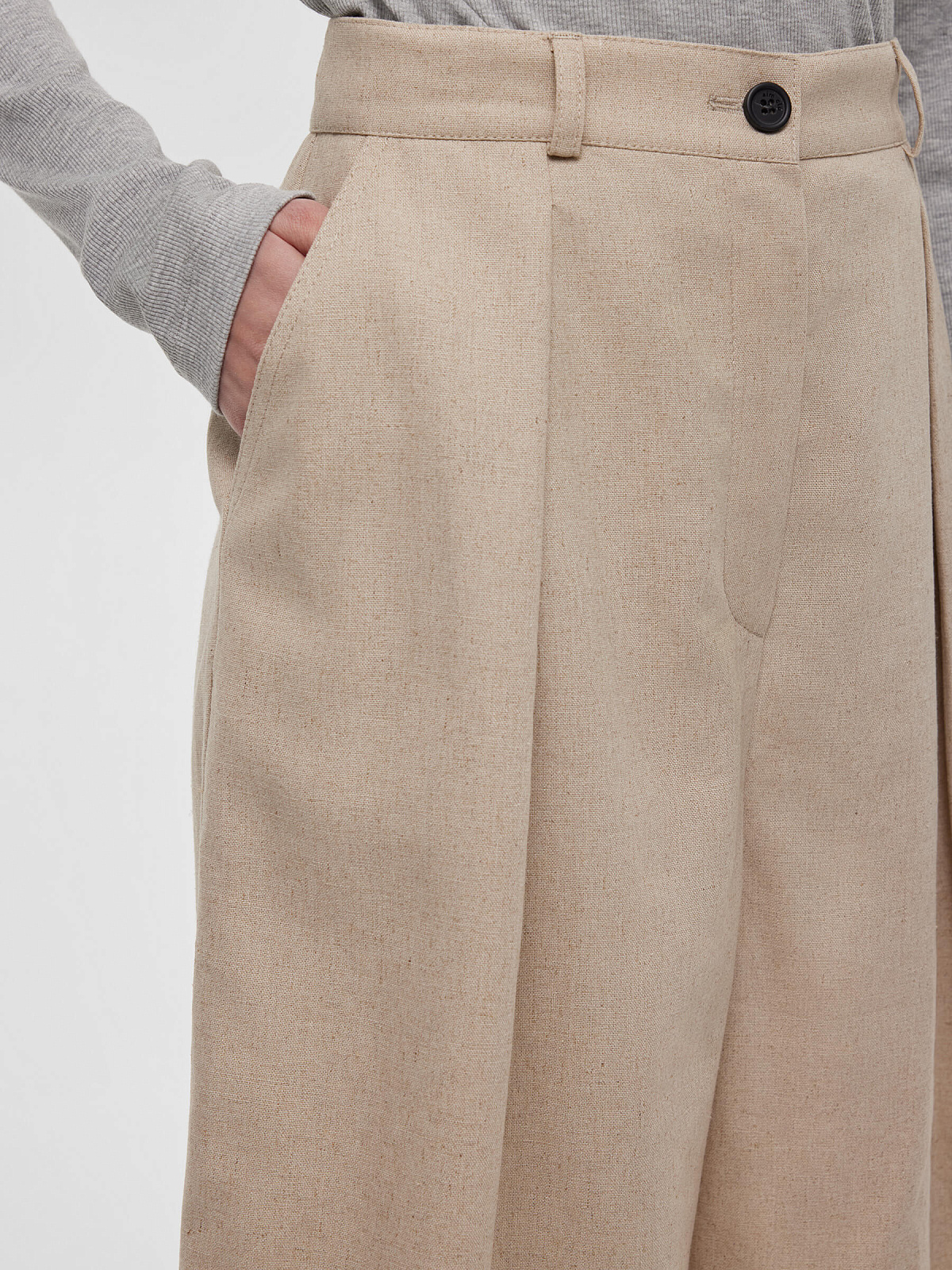 Шорты-бермуды из льна 0196, бежевый