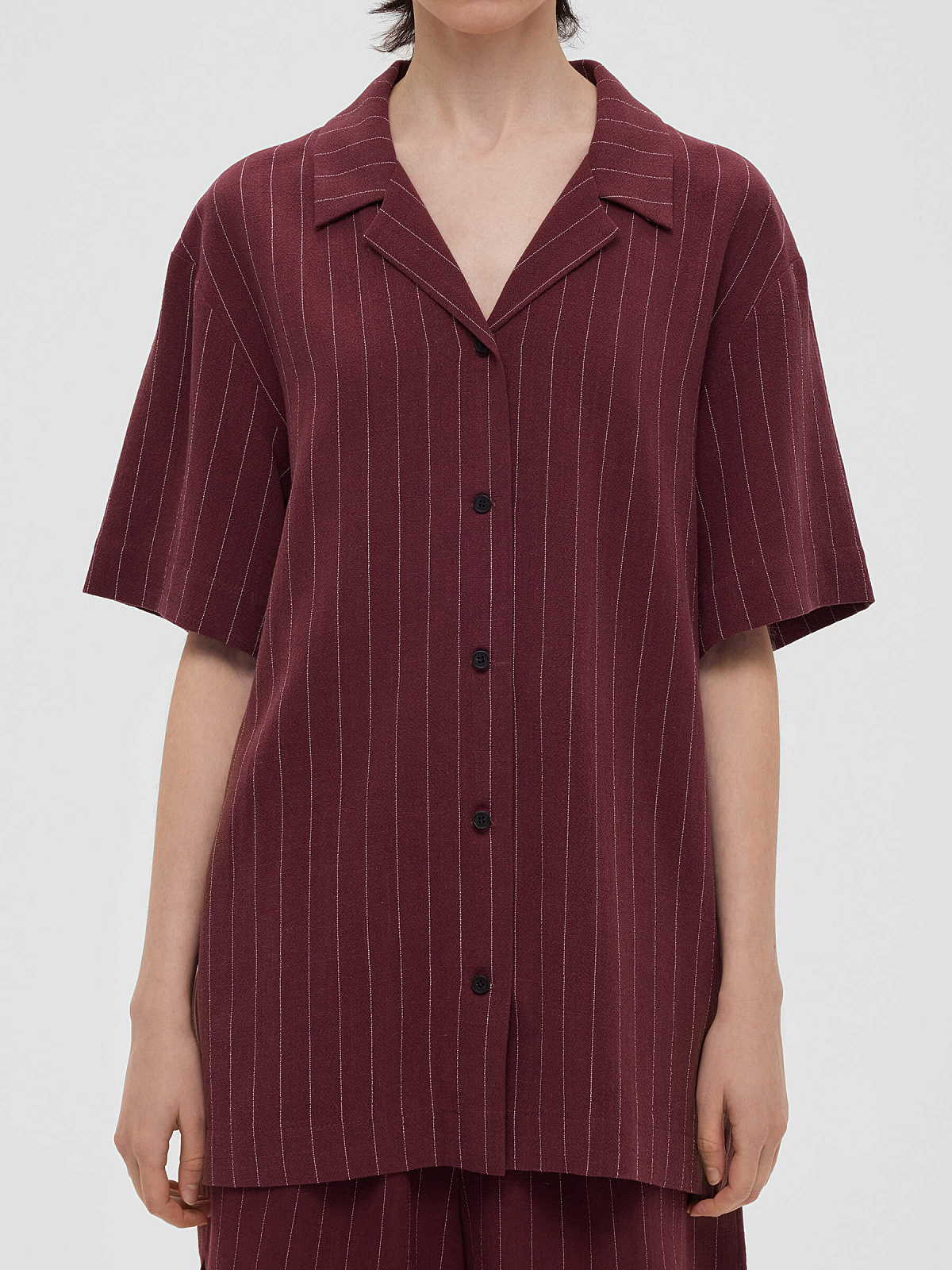 Рубашка свободного кроя с коротким рукавом 0202, бордовый
