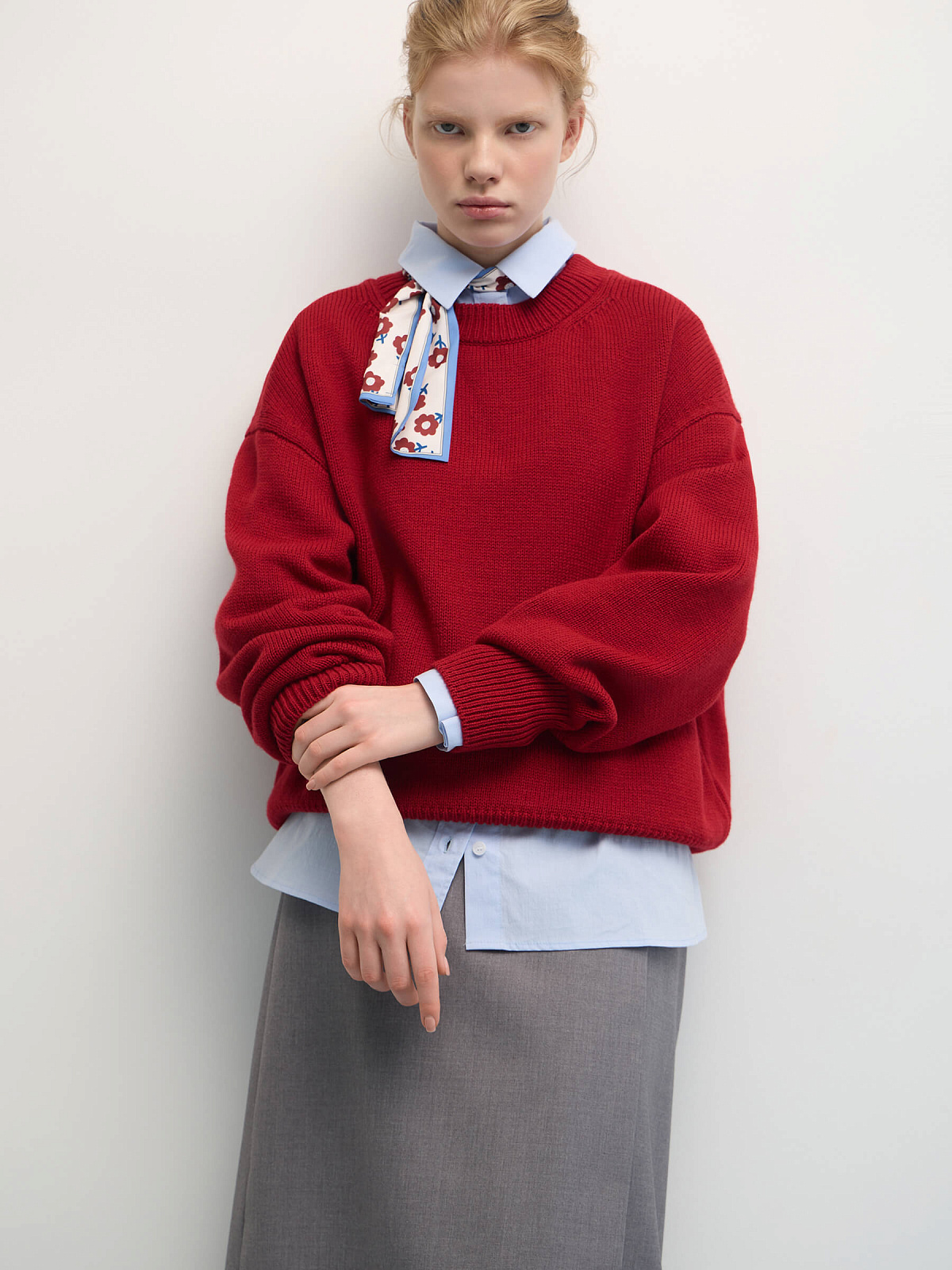 Джемпер свободного кроя, бордовый