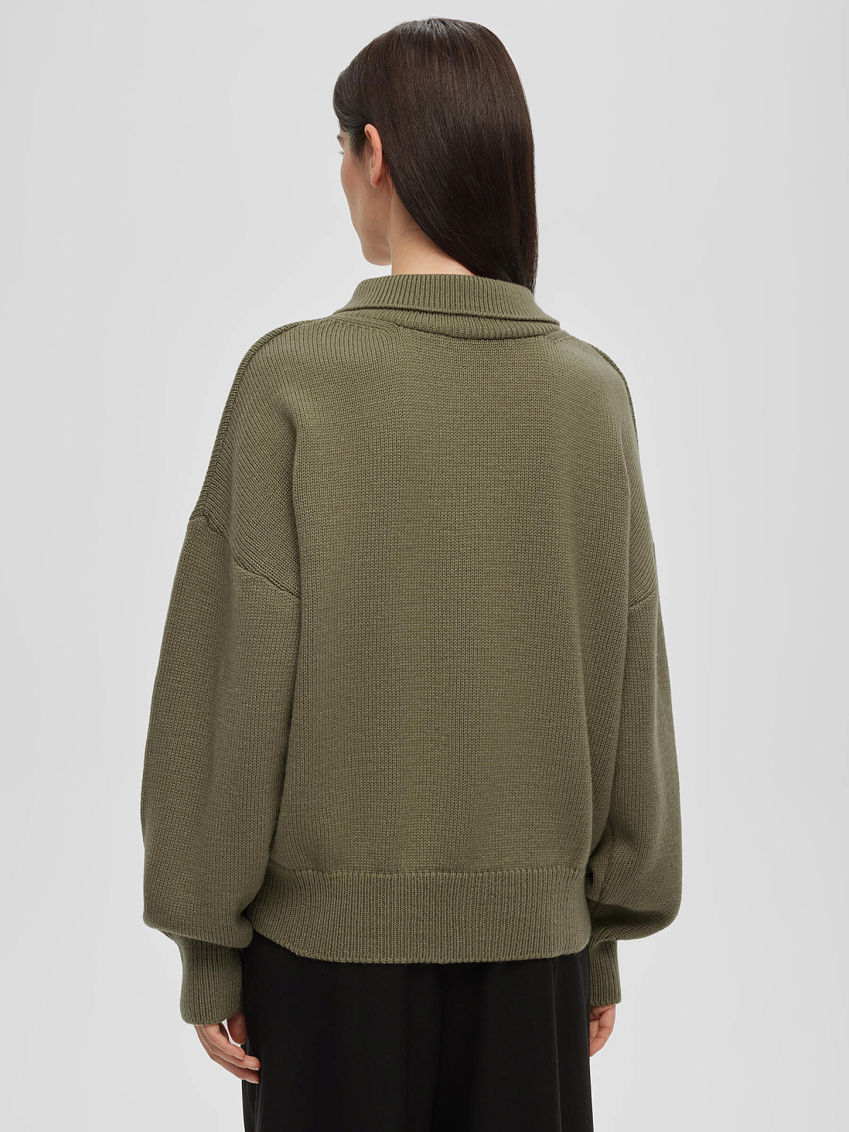 Джемпер-поло свободного кроя, светлый хаки