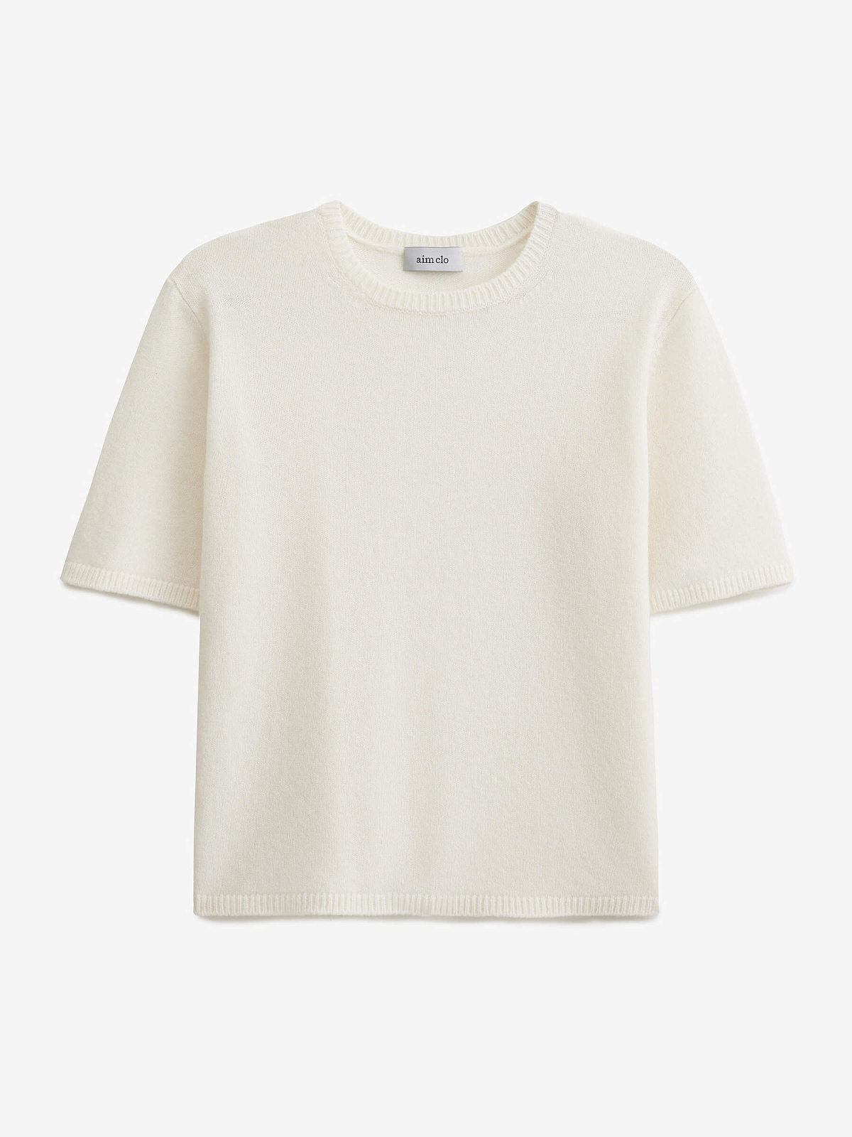 Джемпер с коротким рукавом из 100% мериноса, молочный