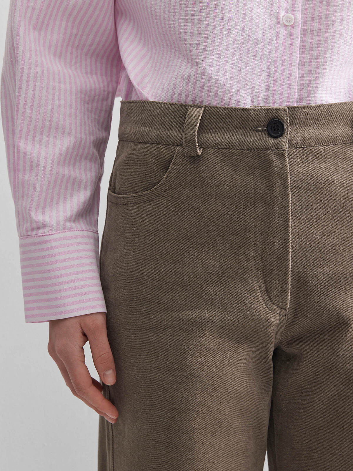 Брюки клеш из денима 0219, хаки