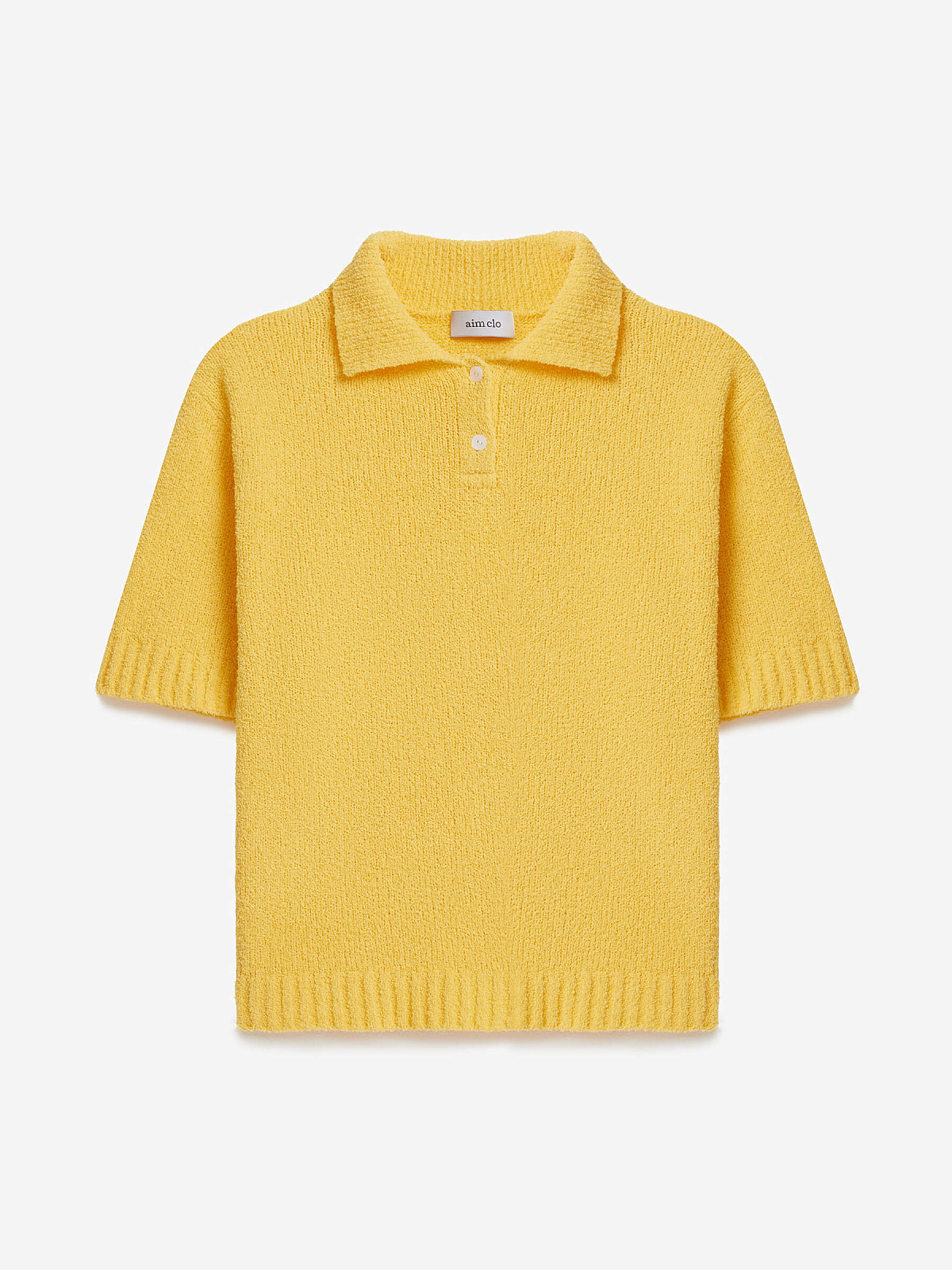 Поло с коротким рукавом из хлопка букле, желтый