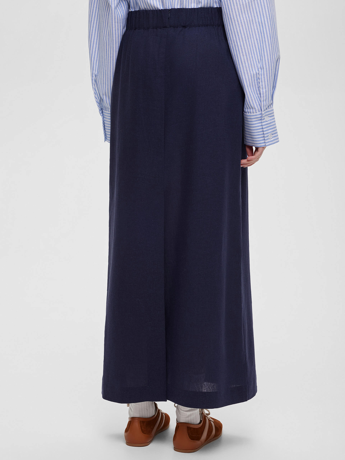 Юбка макси из льна 0189, синий