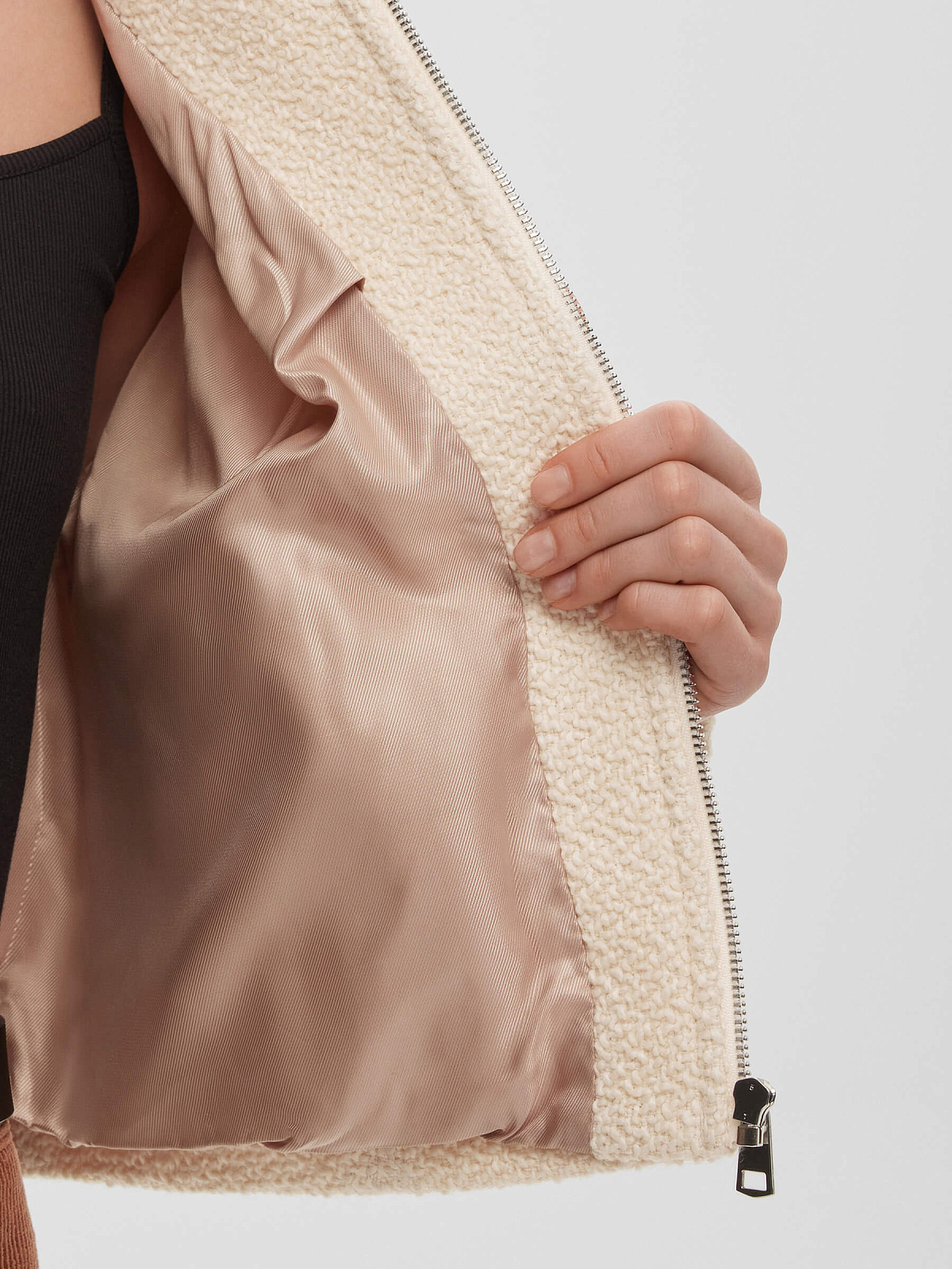 Жакет из шерсти букле 0208, молочный