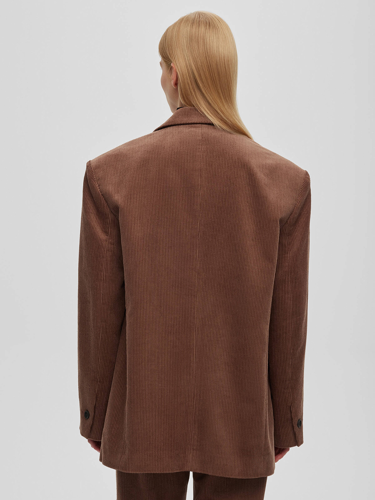 Жакет однобортный из вельвета 0211, песочный