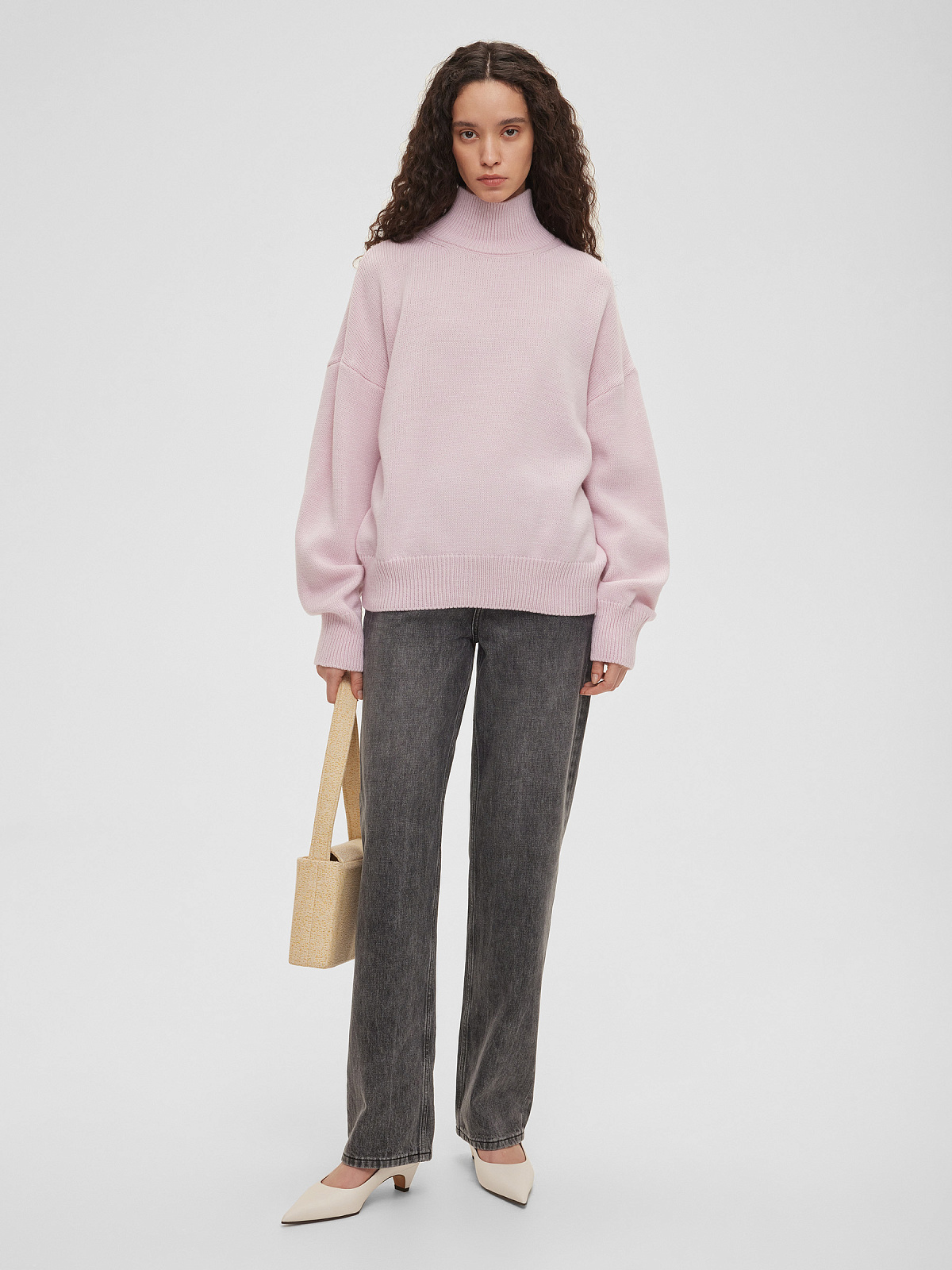 Свитер свободного кроя, розовый