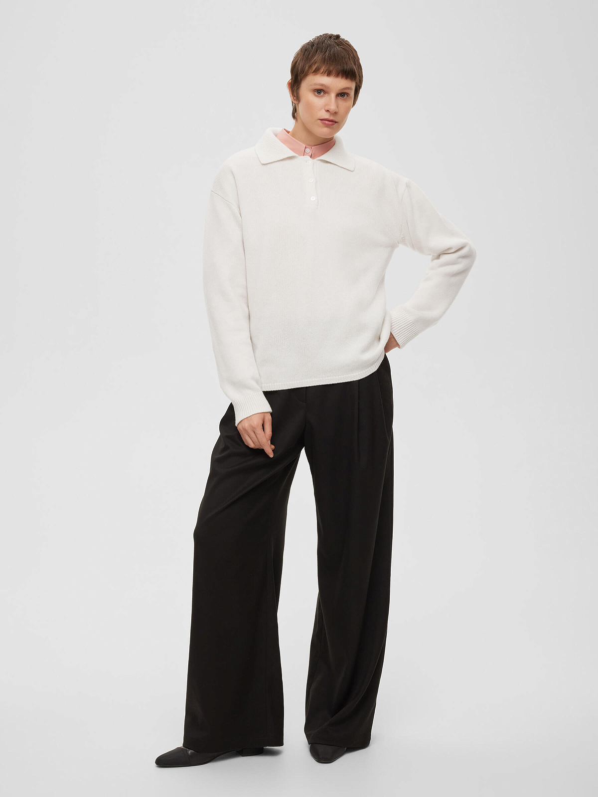 Джемпер регби из кашемира и шерсти, белый