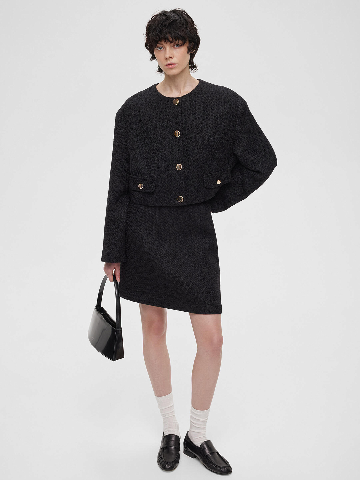 Юбка мини из шерсти 0201, черный