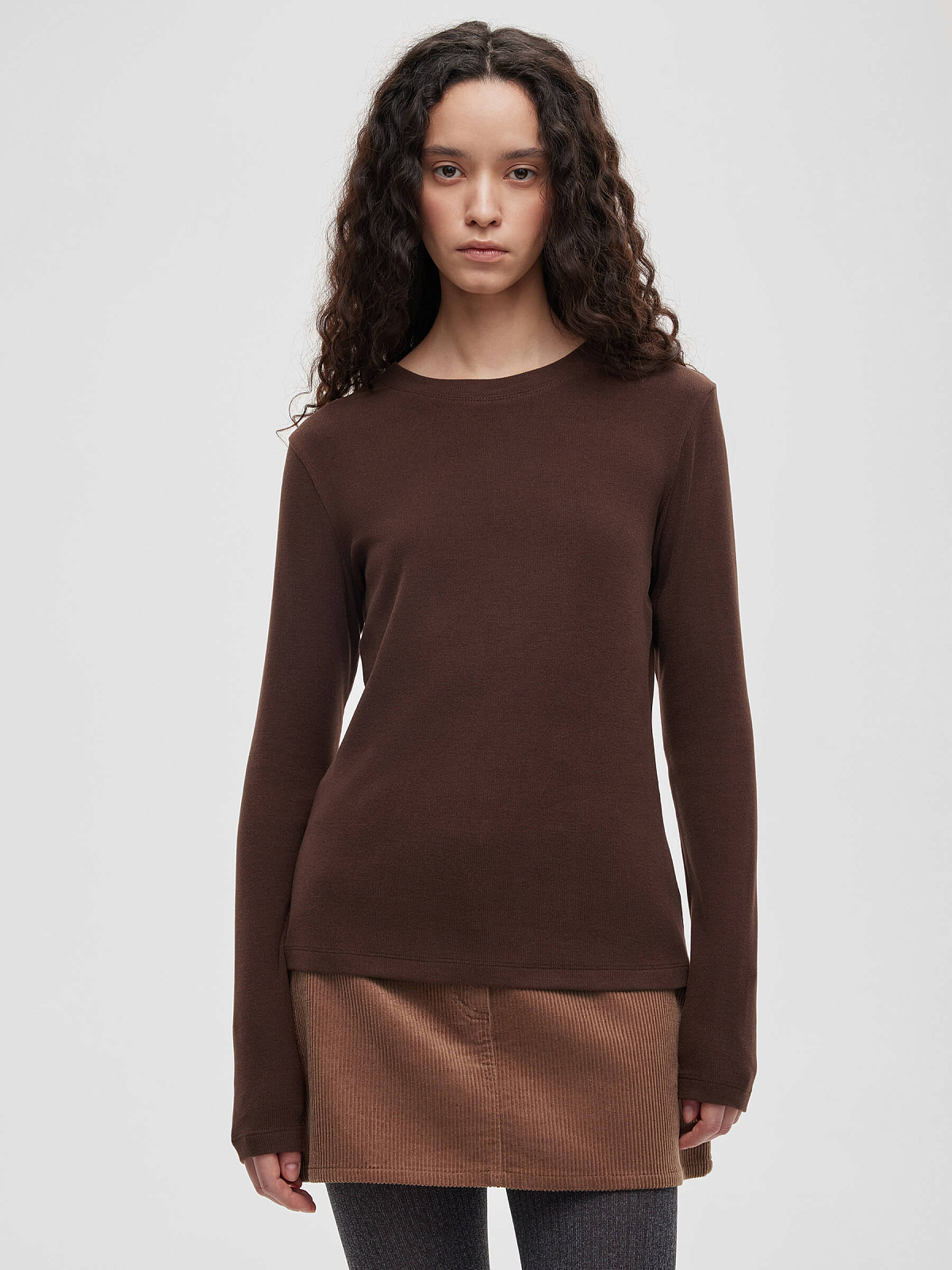 Лонгслив 0148, коричневый