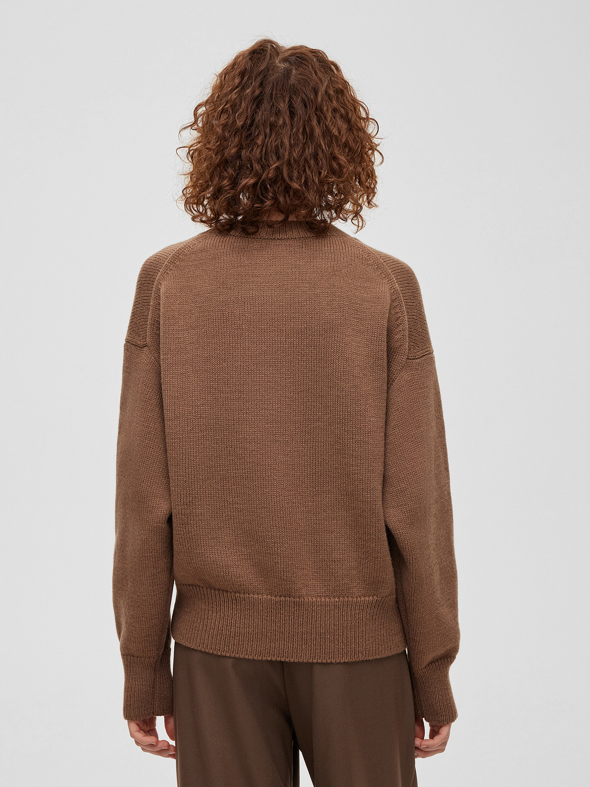 Джемпер свободного кроя, кофейный