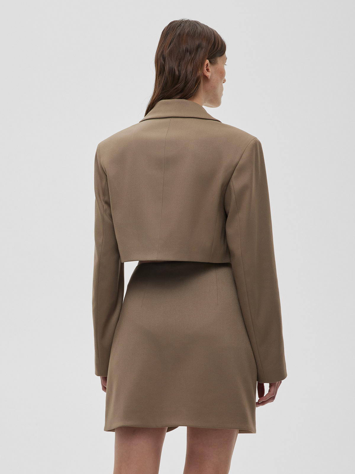 Кроп-жакет укороченный, светлый хаки