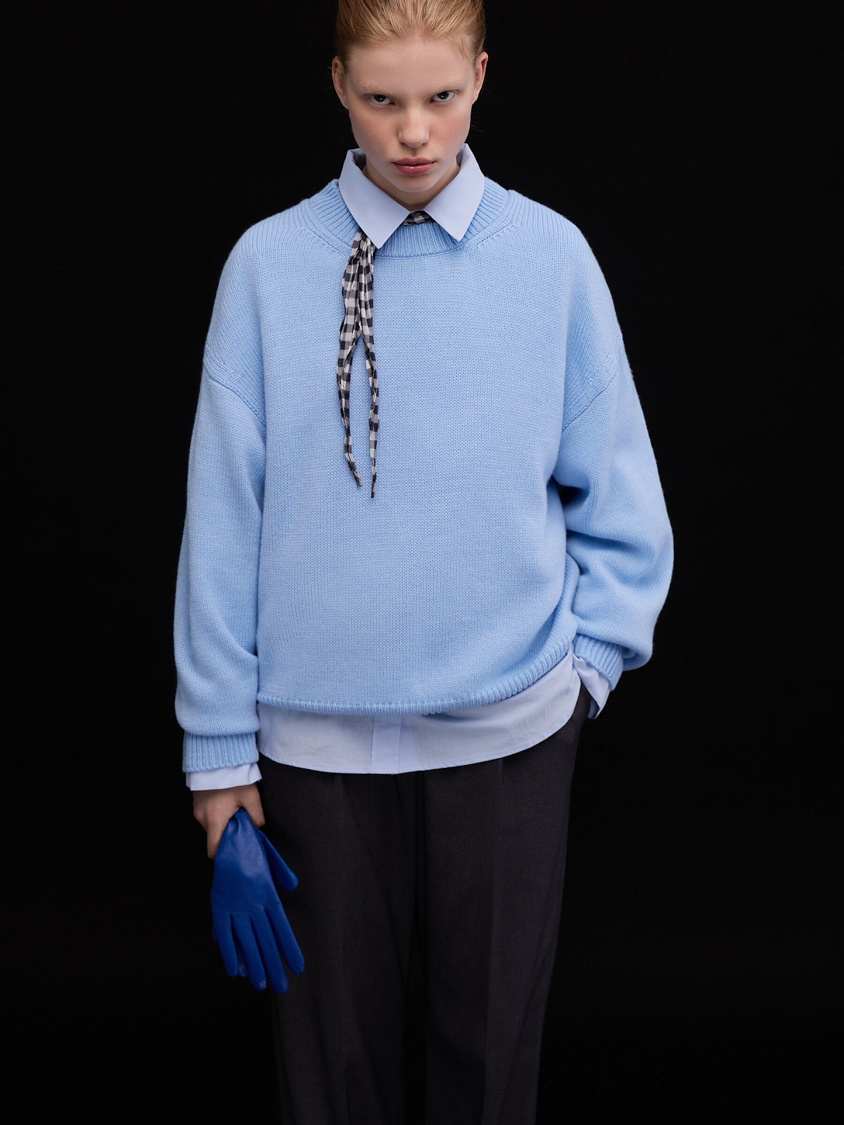 Джемпер свободного кроя, голубой