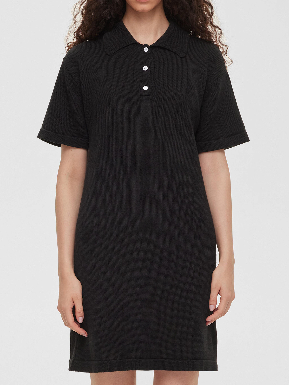 Платье-поло из хлопка, черный