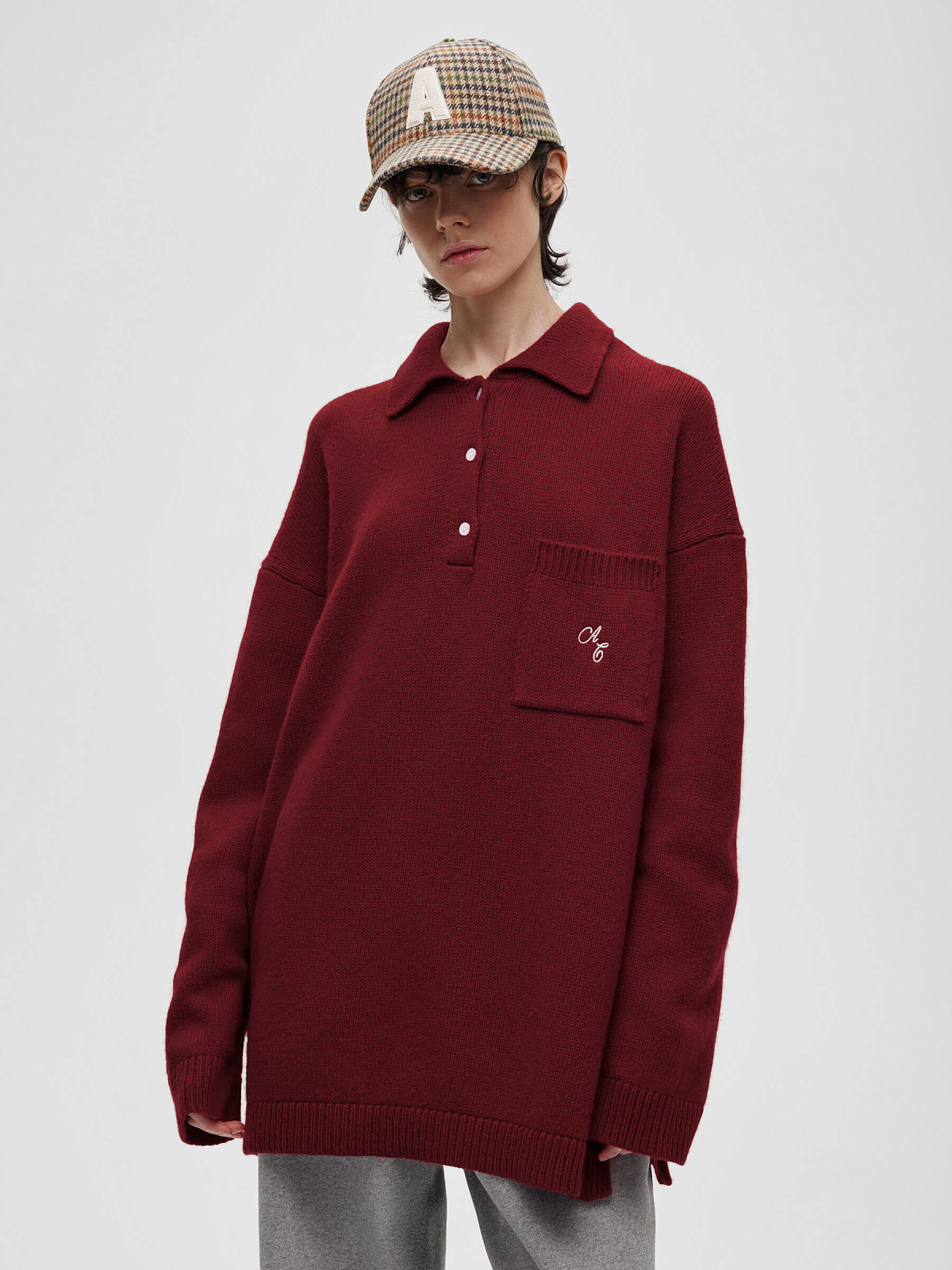 Удлиненный джемпер регби с вышивкой, красный