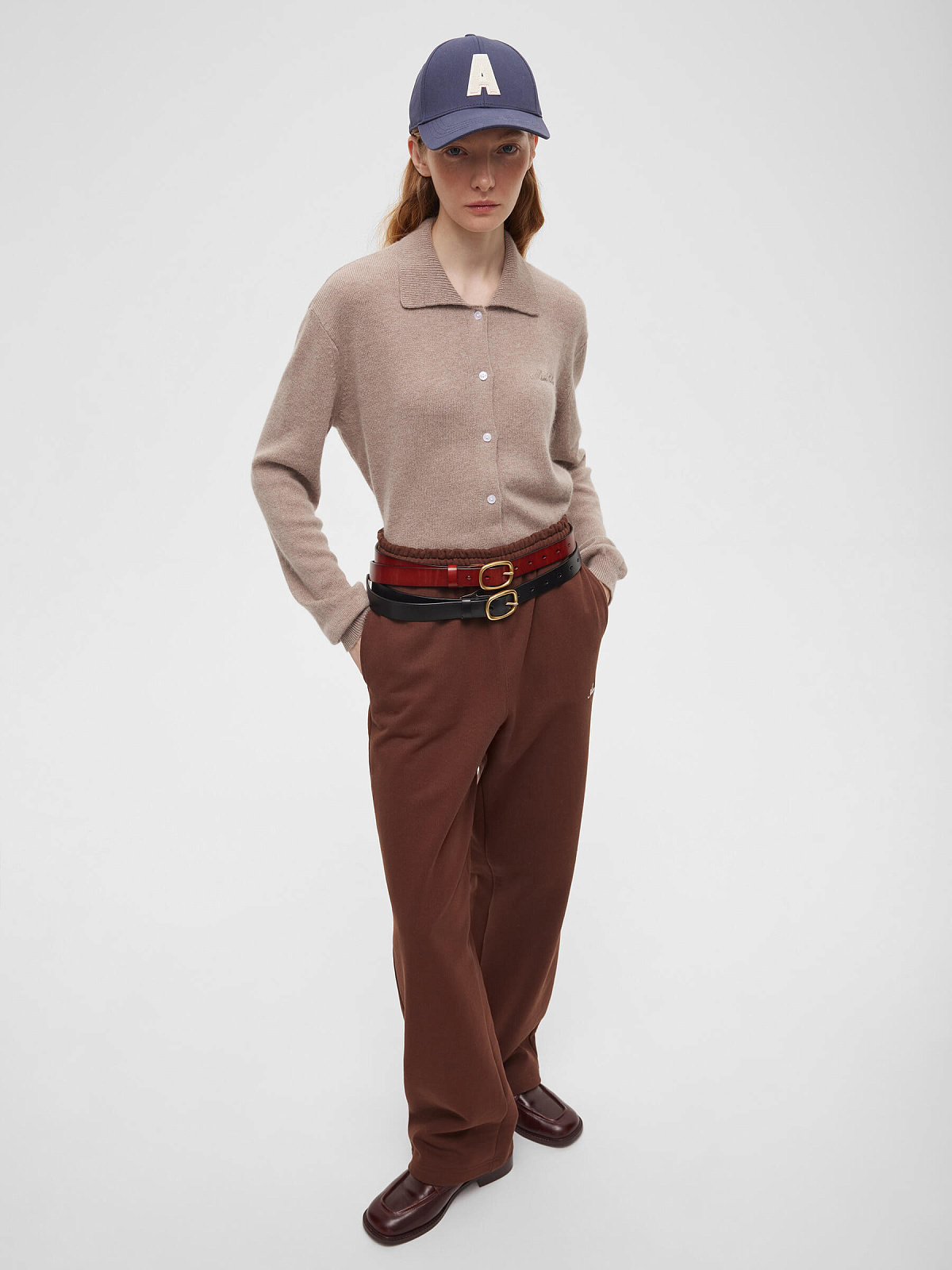 Кардиган с воротником с ангорой с вышивкой, бежевый