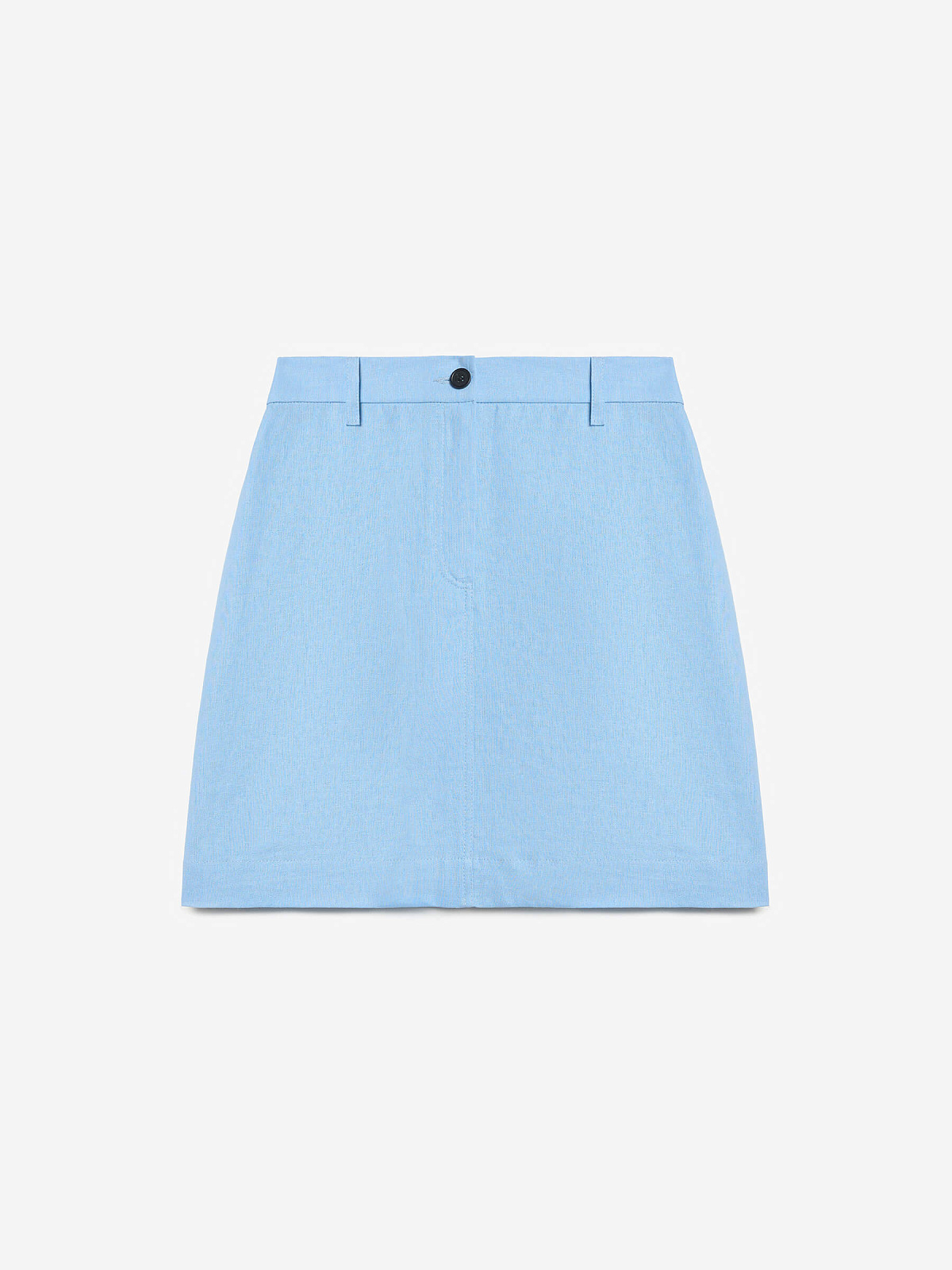 Юбка мини из льняной ткани 0205, голубой