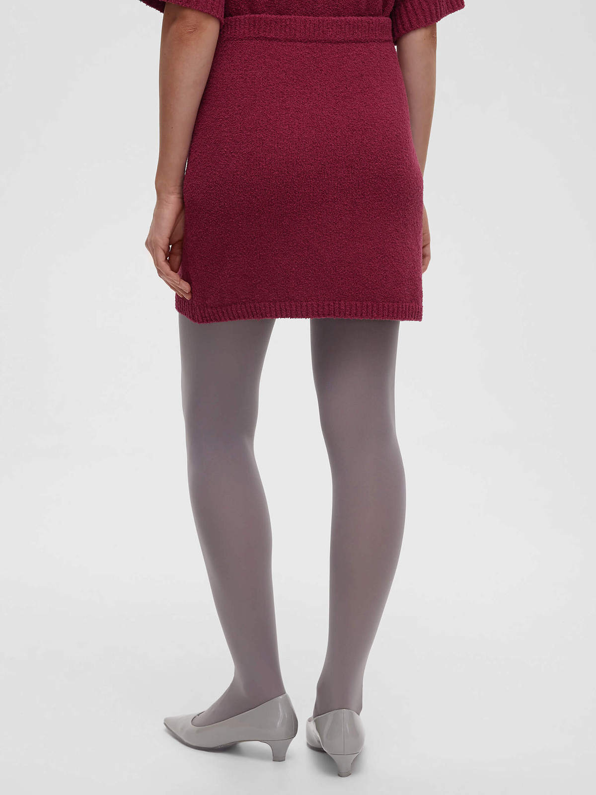 Юбка-мини из хлопка букле, бордовый