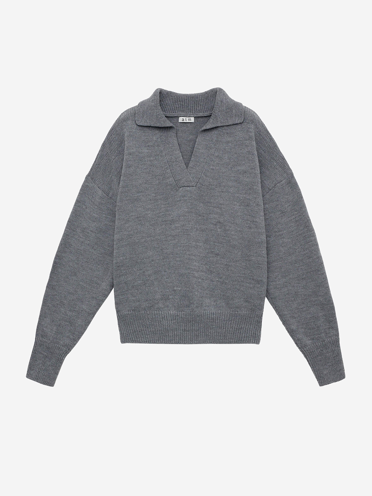 Джемпер-поло свободного кроя, серый