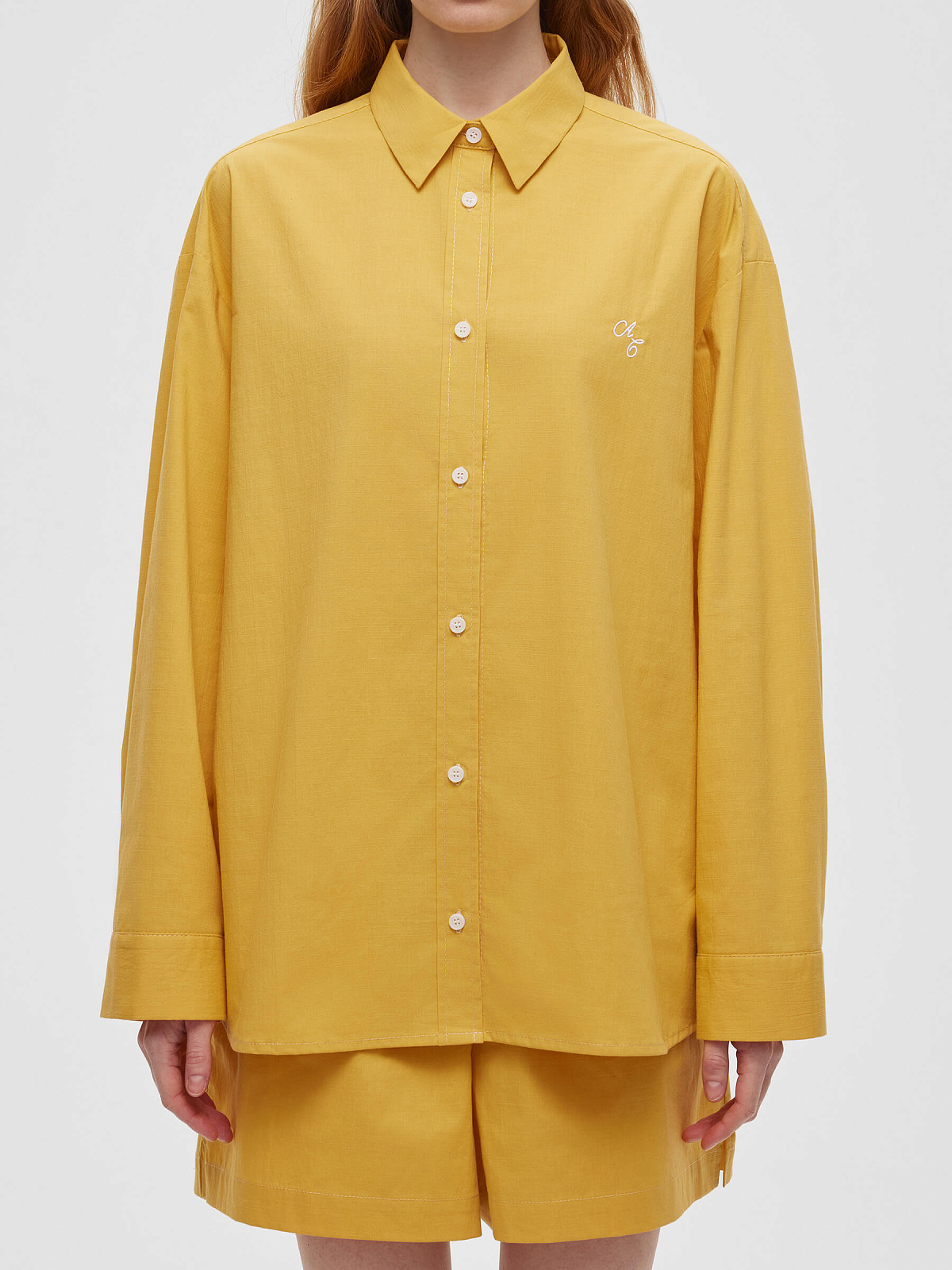 Рубашка свободного кроя из хлопка 0128, оранжевый