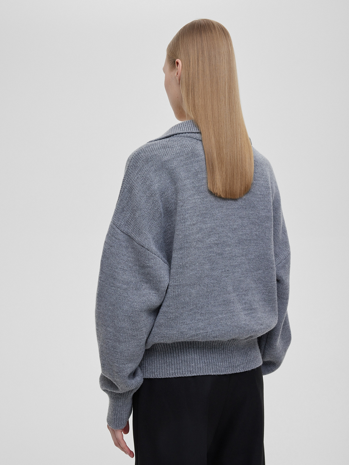 Джемпер-поло свободного кроя, серый