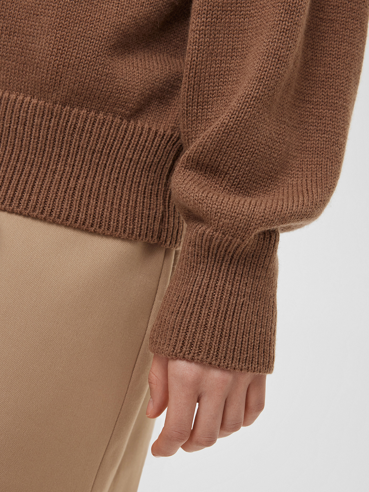 Джемпер-поло свободного кроя, кофейный