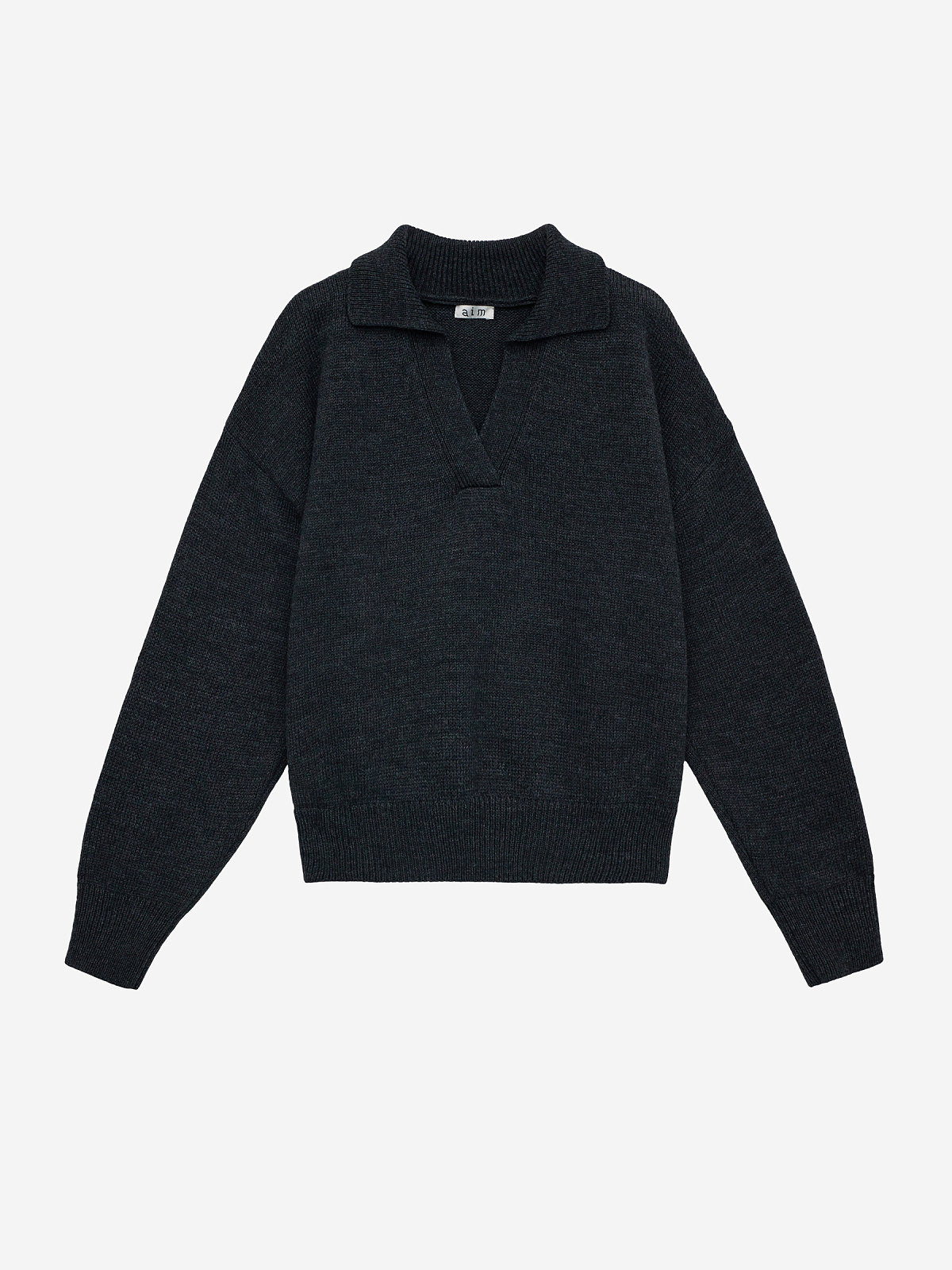 Джемпер-поло свободного кроя, антрацит