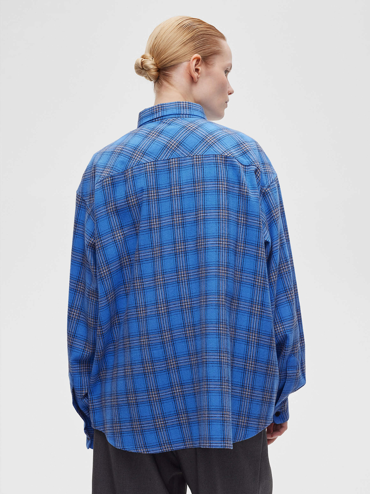 Рубашка фланелевая в клетку 0094, синий