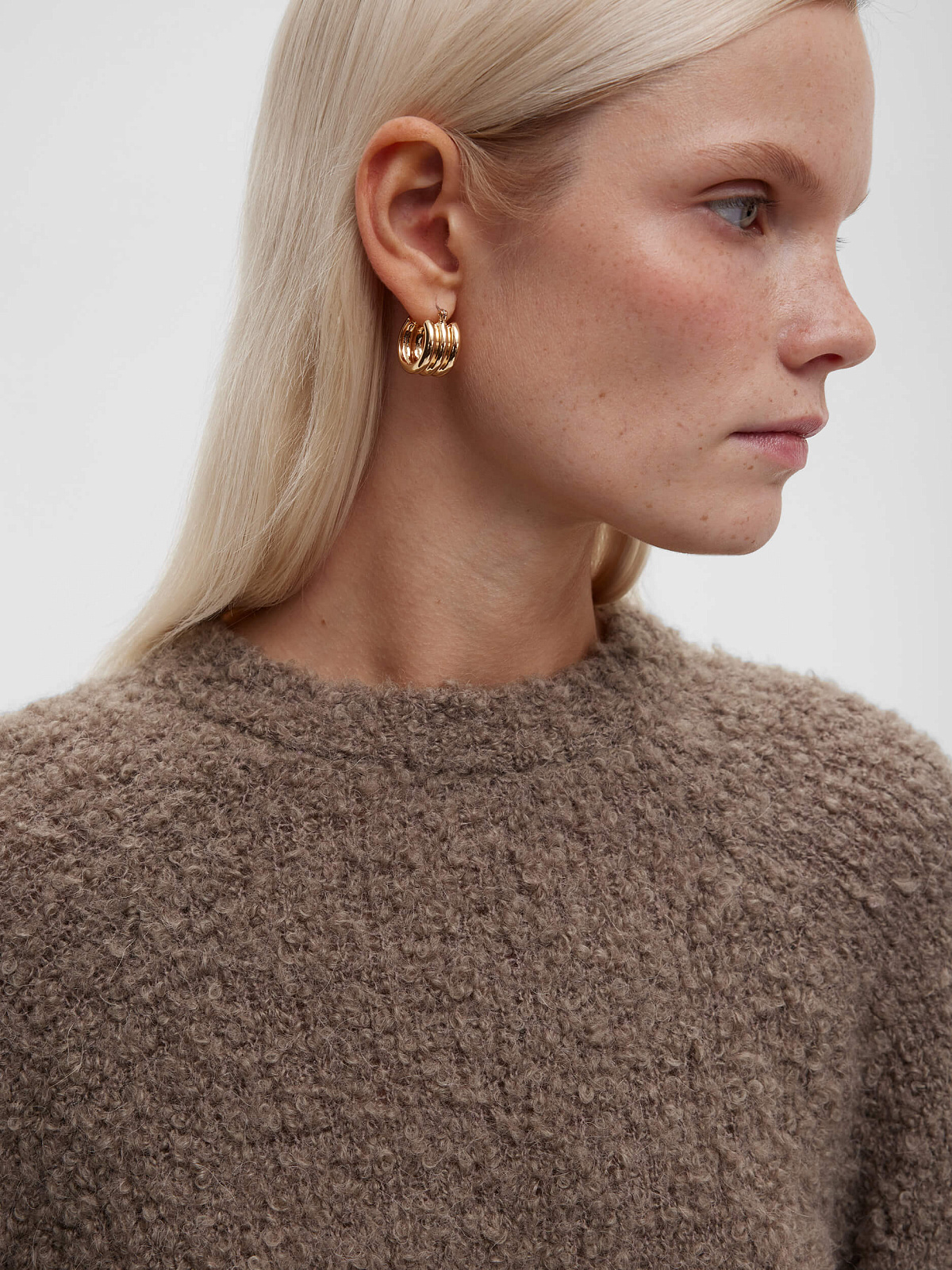 Джемпер букле из альпаки и шерсти, бежевый