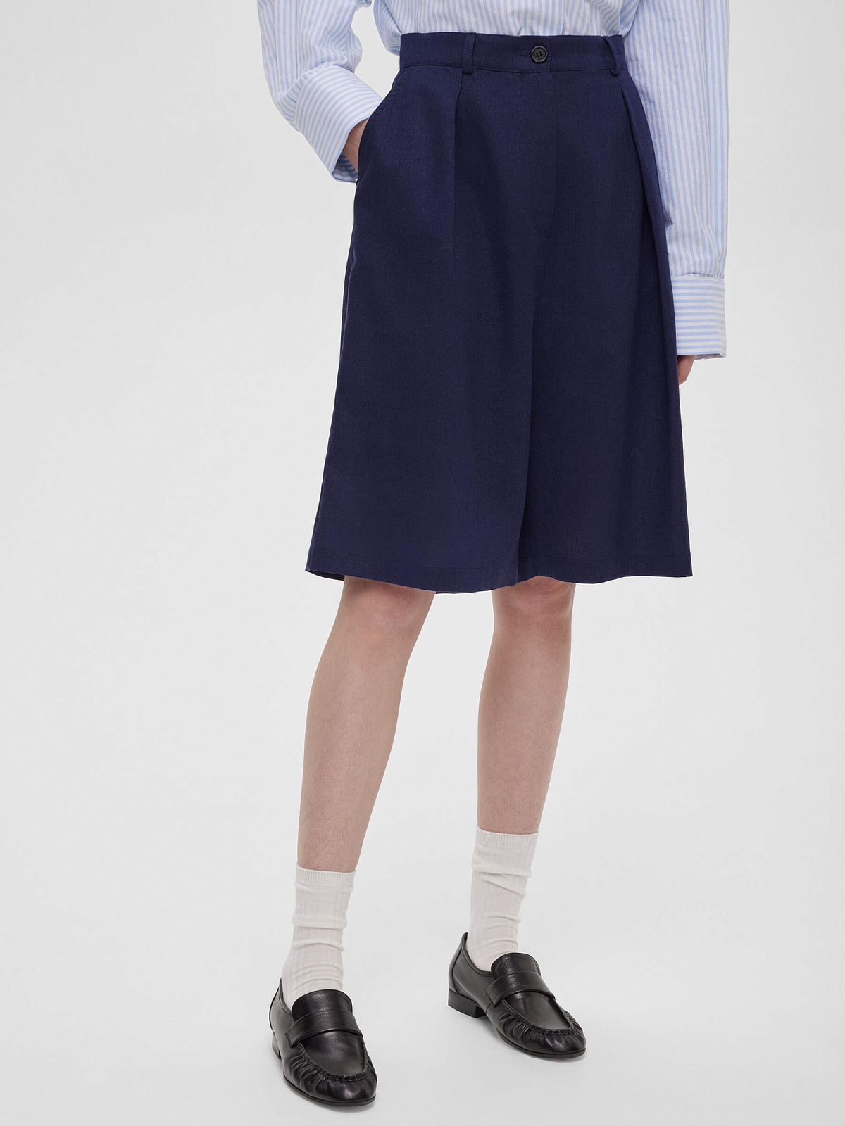 Шорты-бермуды из льна 0196, синий