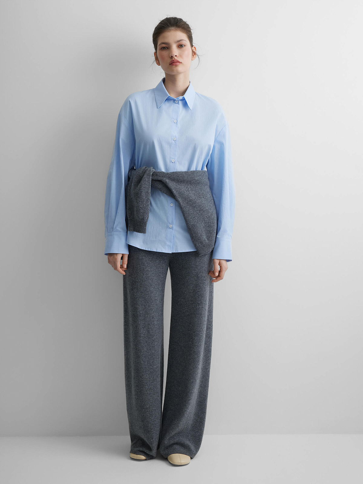 Рубашка свободного кроя 0221, голубой