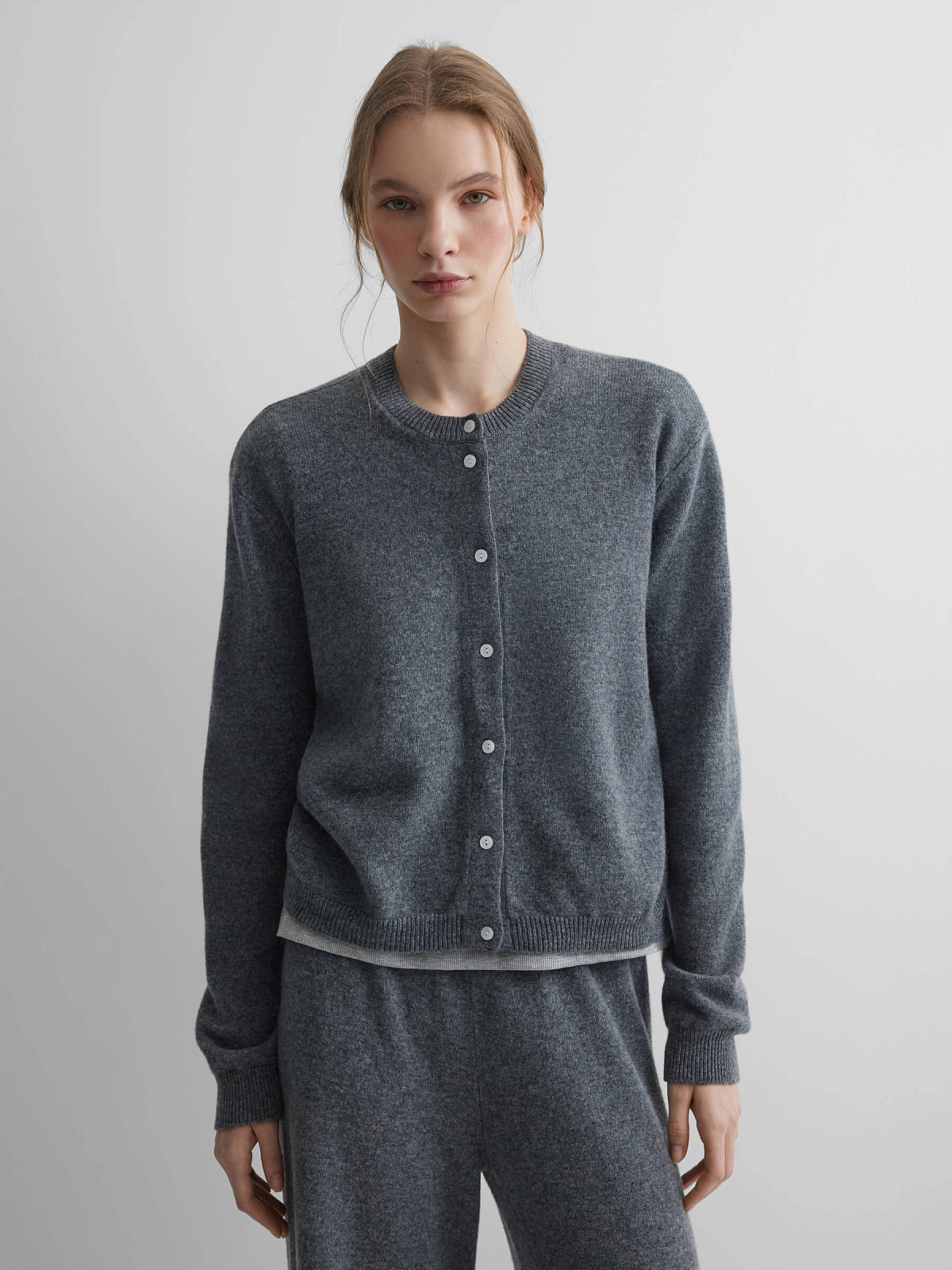 Кардиган на пуговицах из 100% мериноса, серый