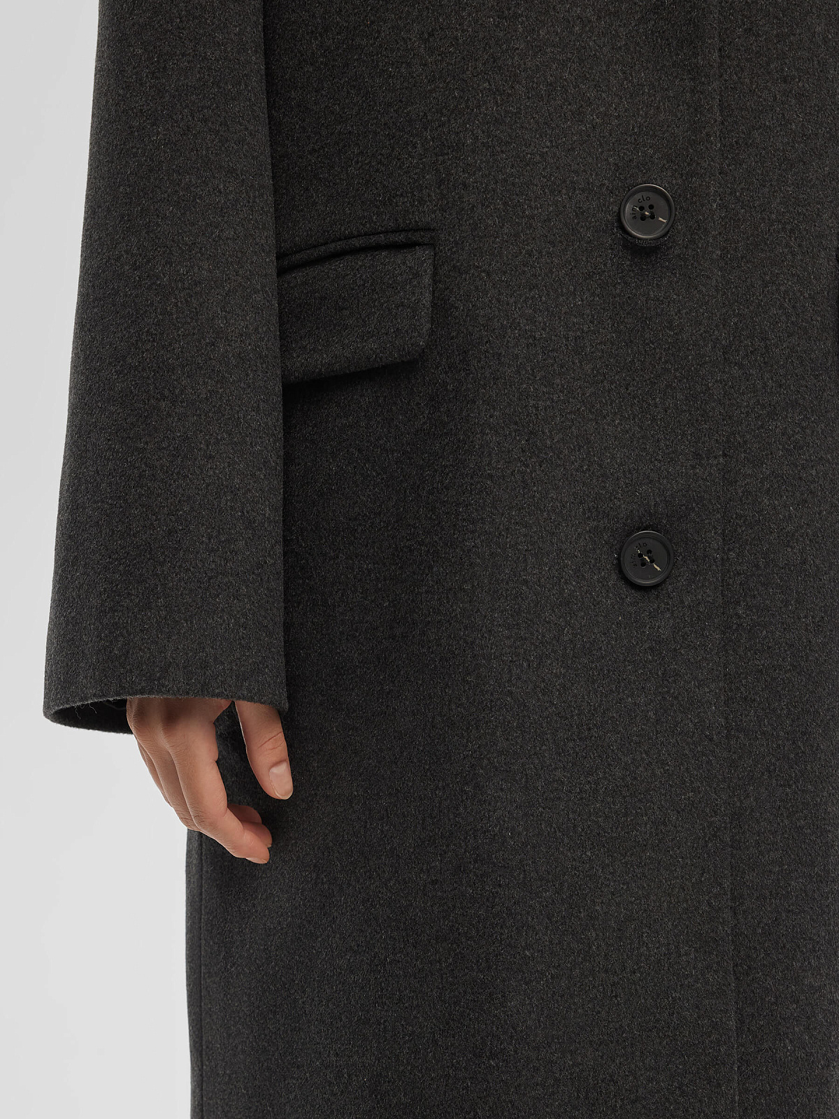 Пальто оверсайз однобортное, тёмно-серый